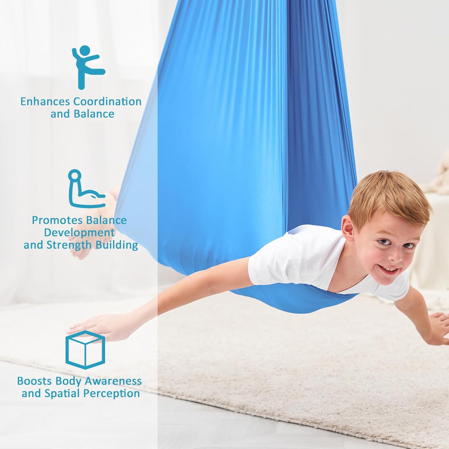 Columpio sensorial, columpio de terapia para niños con necesidades especiales (herramientas incluidas), columpio de hamaca, ayuda para TDAH,