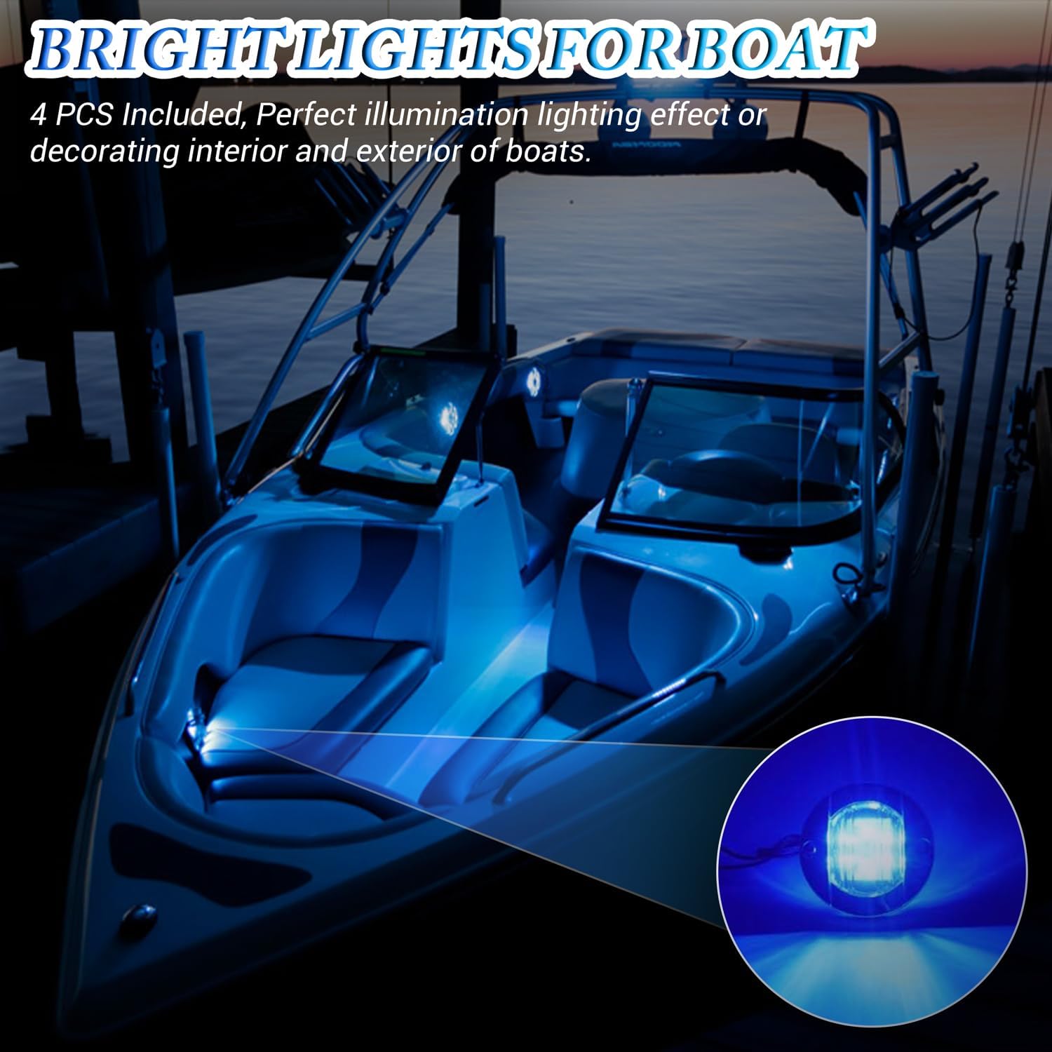 Luz de barco, IP68 impermeable LED luces de pesca nocturna, luces de cortesía, luces de cubierta, luces interiores de barco, luces LED de barco