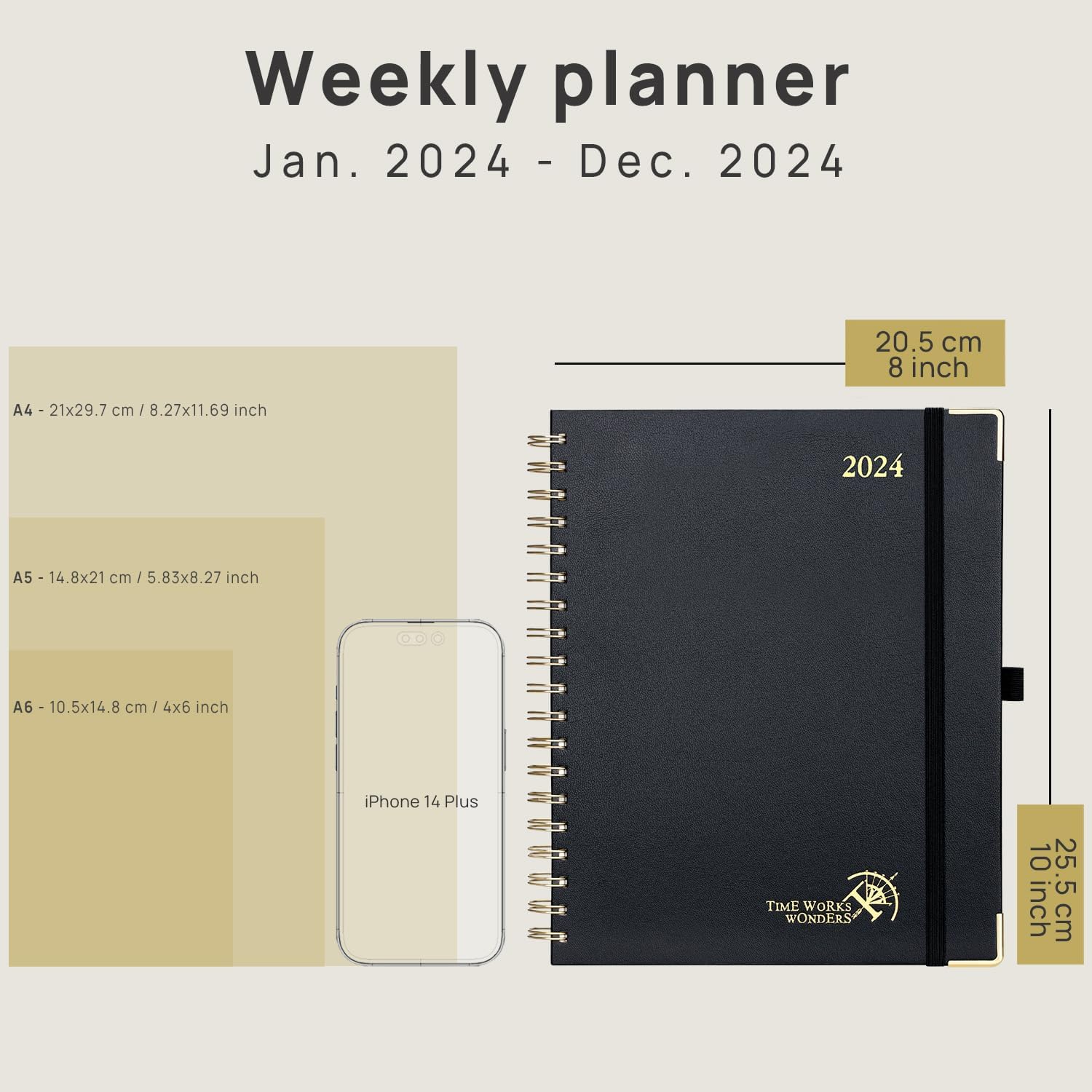 POPRUN – Agenda 2024 diaria, semanal y mensual de 10 x 8 pulgadas, agenda vertical 2024 con programación por horas, pestañas y calendarios,