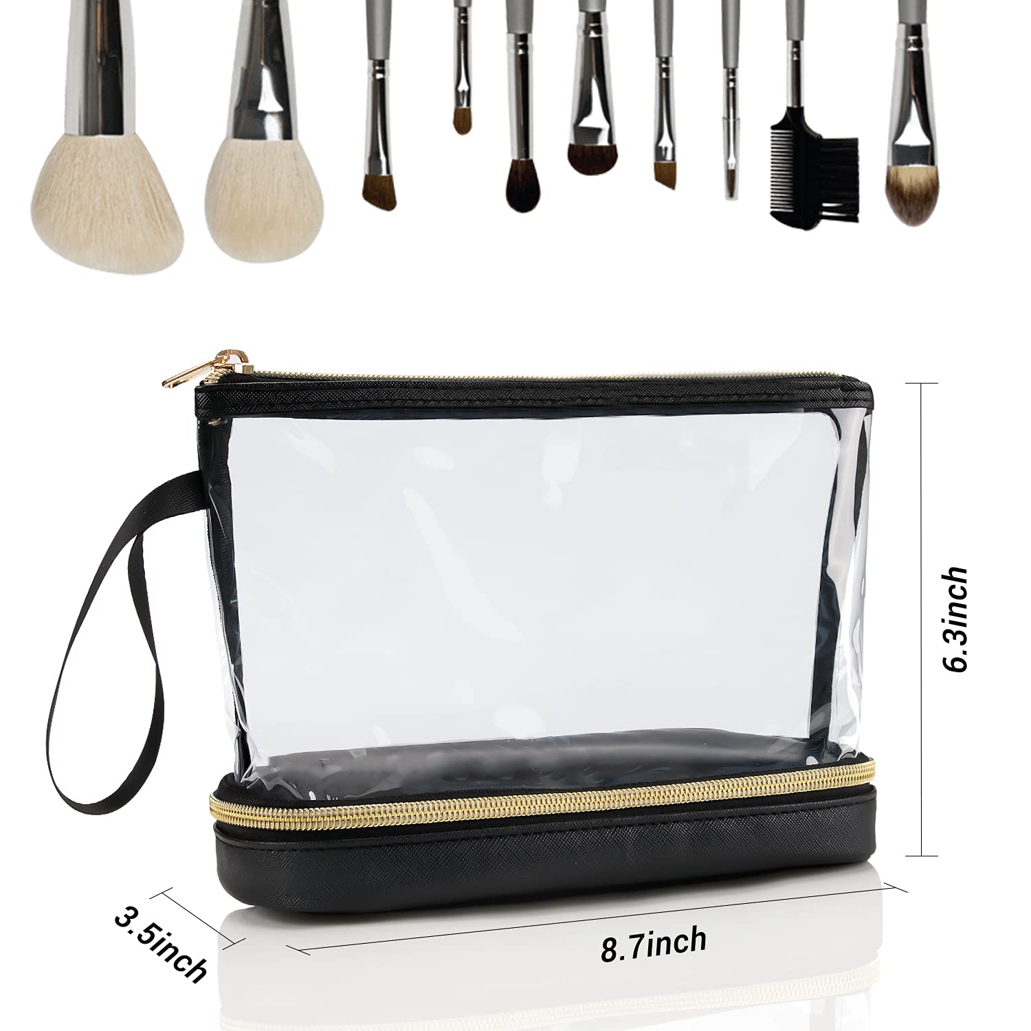 Ethereal Bolsa de maquillaje de viaje, bolsa de cosméticos transparente, organizador de maquillaje, bolsa de aseo aprobada por la TSA, bolsa