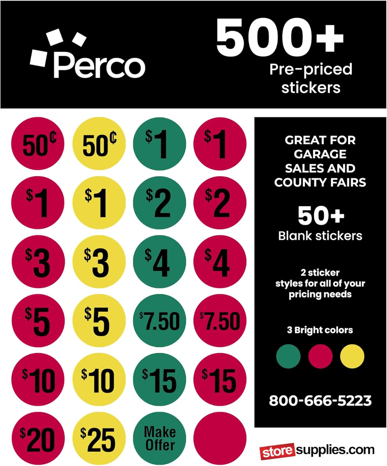 Perco Calcomanías de precio de venta de garaje  Más de 500 calcomanías de precio previo y más de 50 calcomanías en blanco  Etiquetas de precio