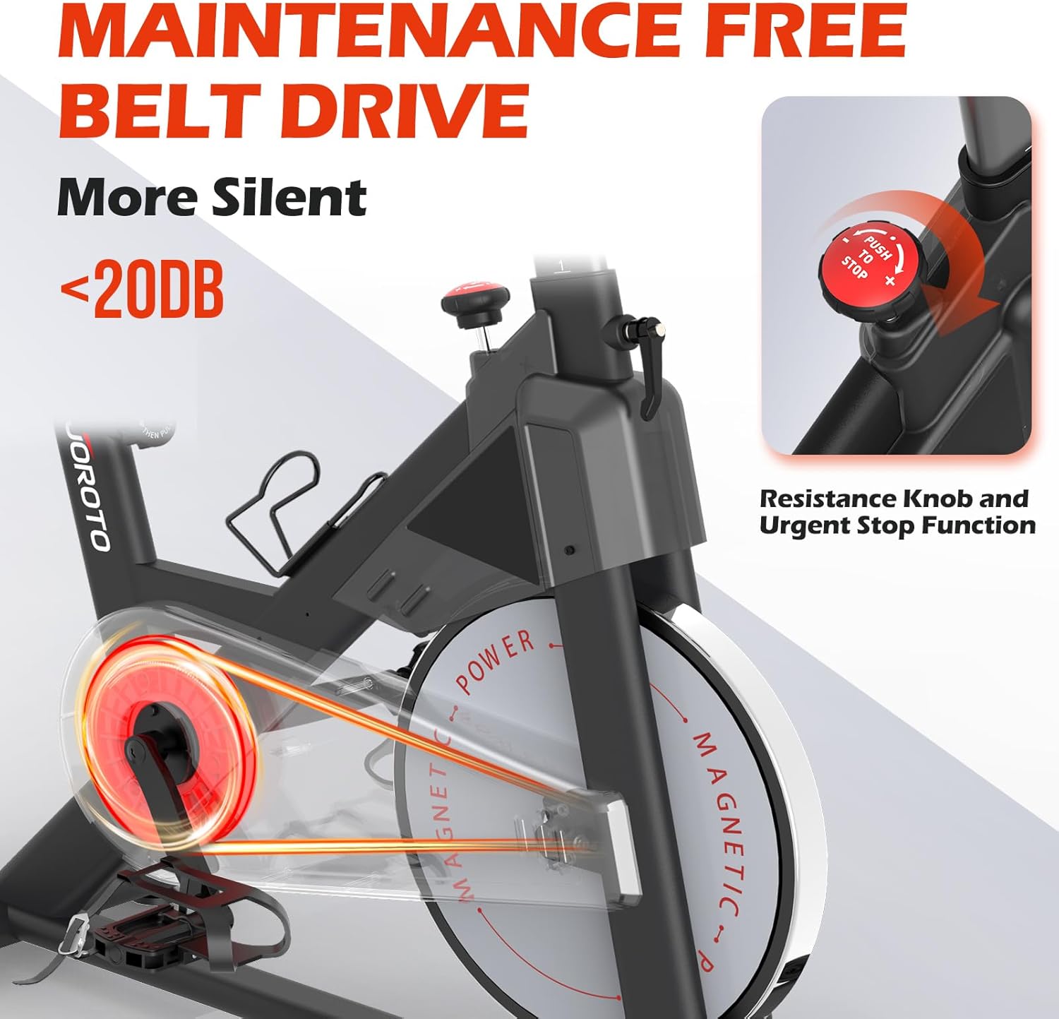 JOROTO Bicicletas estacionarias para el hogar  Bicicleta estática con resistencia magnética, bicicleta de entrenamiento para interiores con soporte