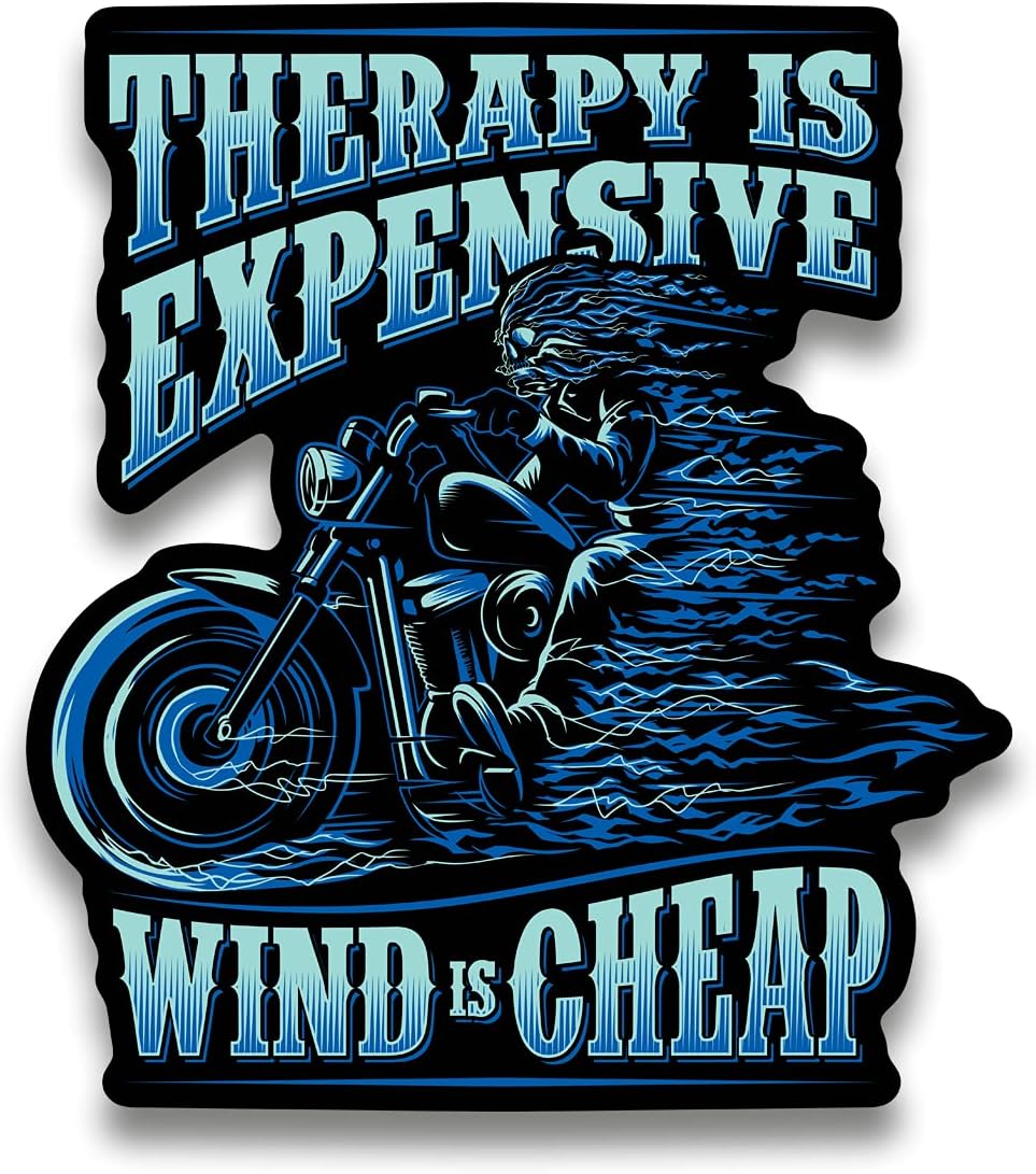 Therapy is Expensive, Wind is Cheap – Calcomanía de 7 pulgadas para motocicletas, automóviles, camiones, motocicletas, barcos y computadoras