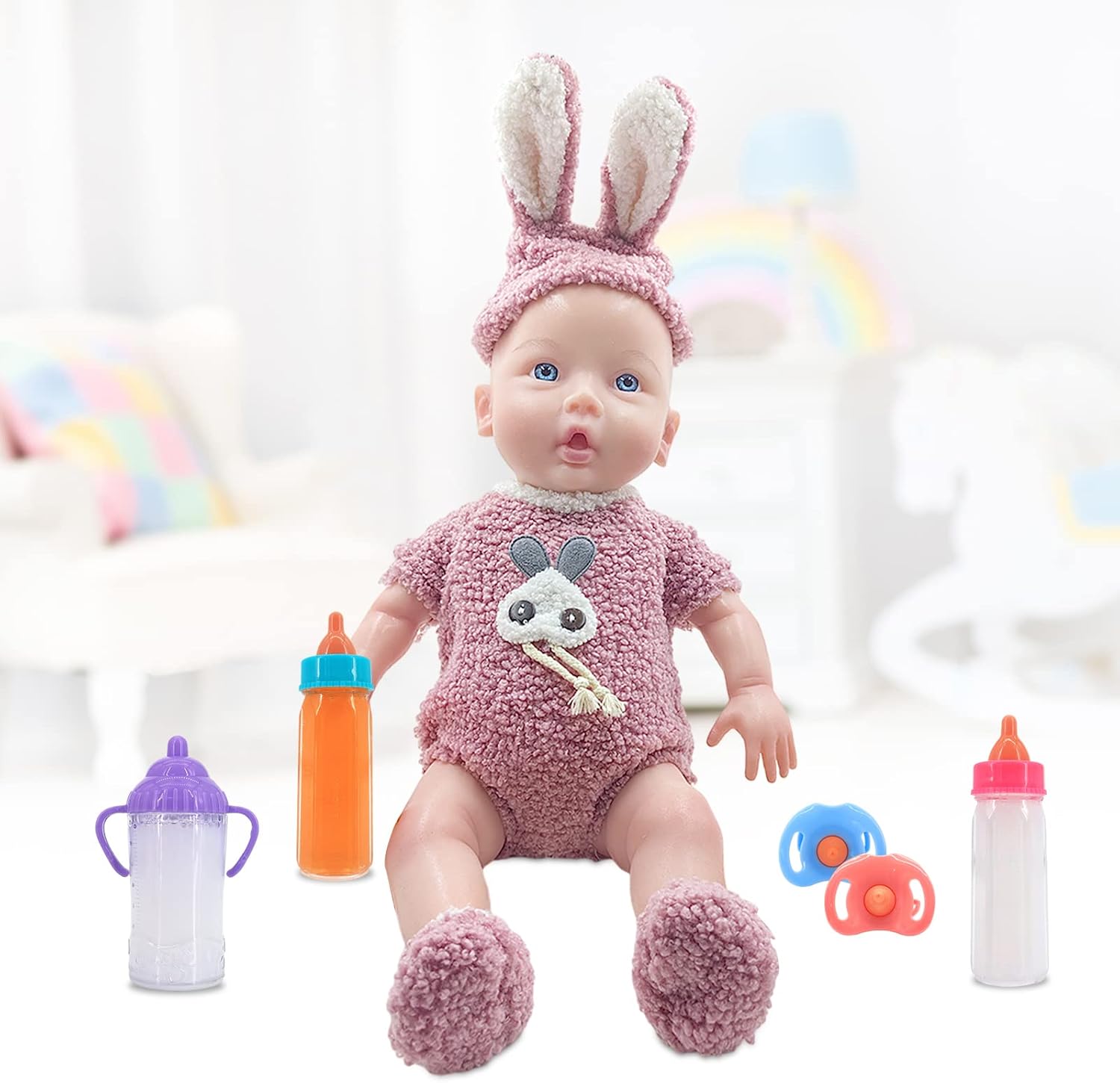 Juego de biberones para muñecas, botellas mágicas que desaparecen de muñeca  botellas de leche de 3.6 pulgadas y botellas de jugo de 3.4 pulgadas