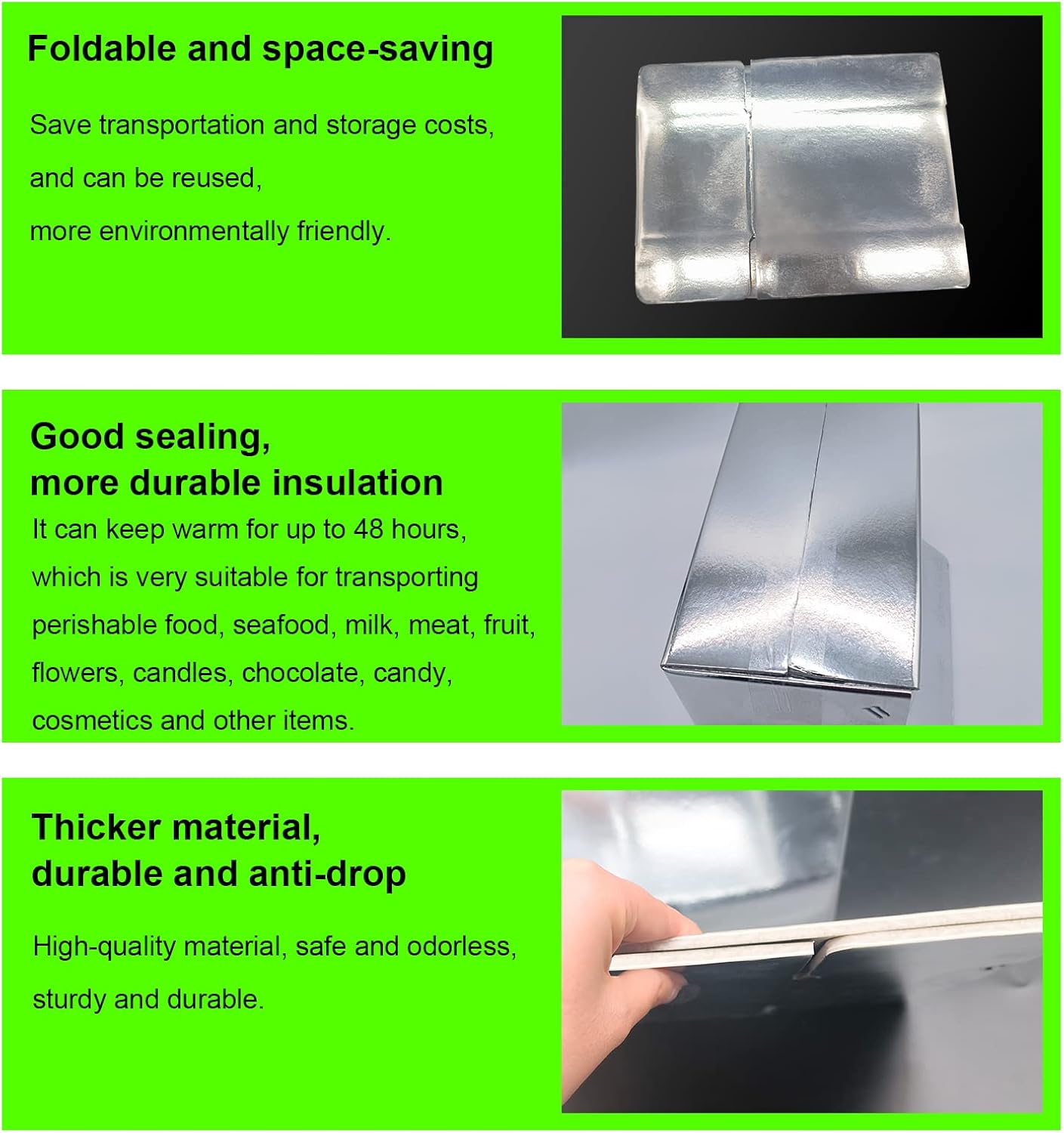 10 cajas de envío frías, caja aislada de aluminio, caja de envío reutilizable con doble aislamiento, cajas de envío frías a prueba de fugas, pequeña