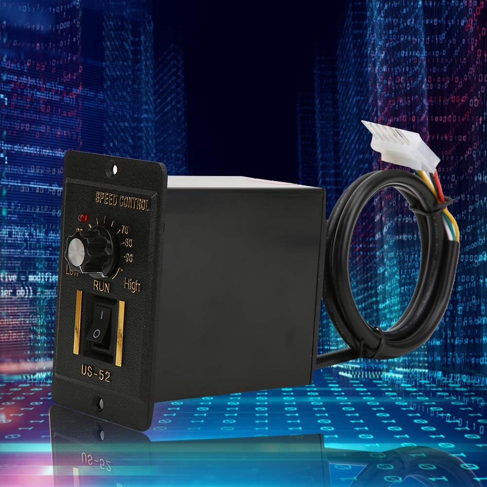Berm US-52 Controladores de velocidad del motor regulador de motor continuo con potenciómetro roscado perilla 3.96 interfaz AC220V 5060Hz (90W)