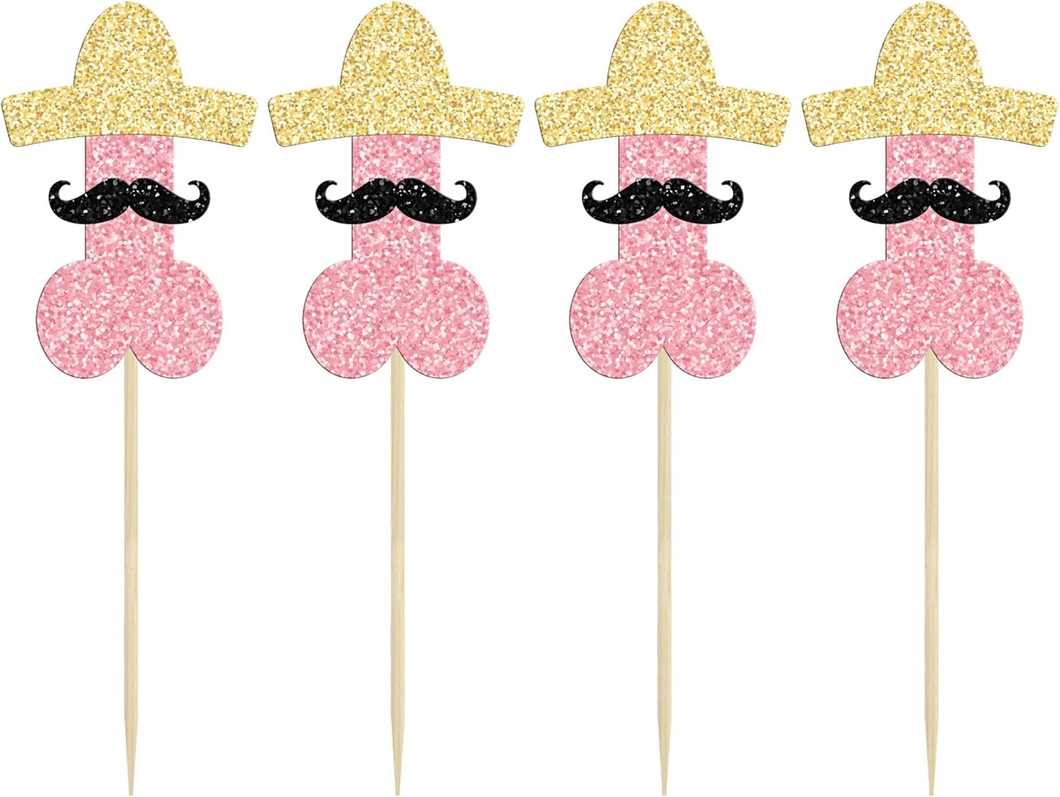 Gyufise 24 adornos para cupcakes con sombrero, barba, brillantina, para cupcakes, despedidas de soltera, decoraciones divertidas para tartas, bodas,