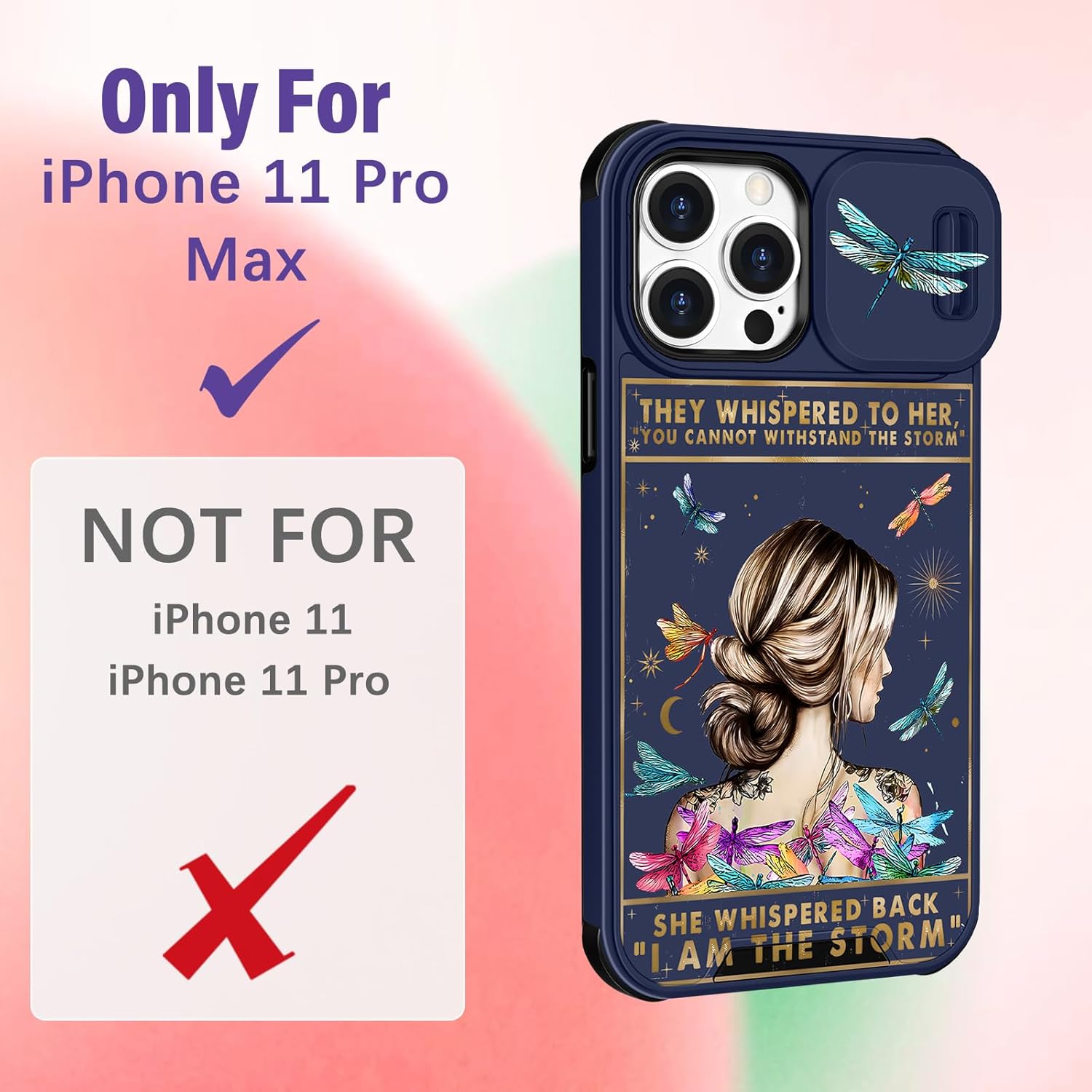 Funda para iPhone 11 Pro Max 2 en 1 para mujeres y niñas, bonita funda para teléfono femenina, bonita funda colorida para inspirar para adolescente