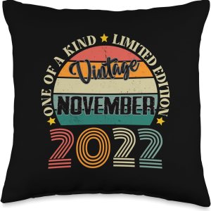 2 Year Old Vintage November 2022 2nd Birthday Retro Throw Pillow, 16×16, Multicolor 2 Year Old Vintage November 2022 2nd Birthday Retro Throw Pillow, 16×16, Multicolor