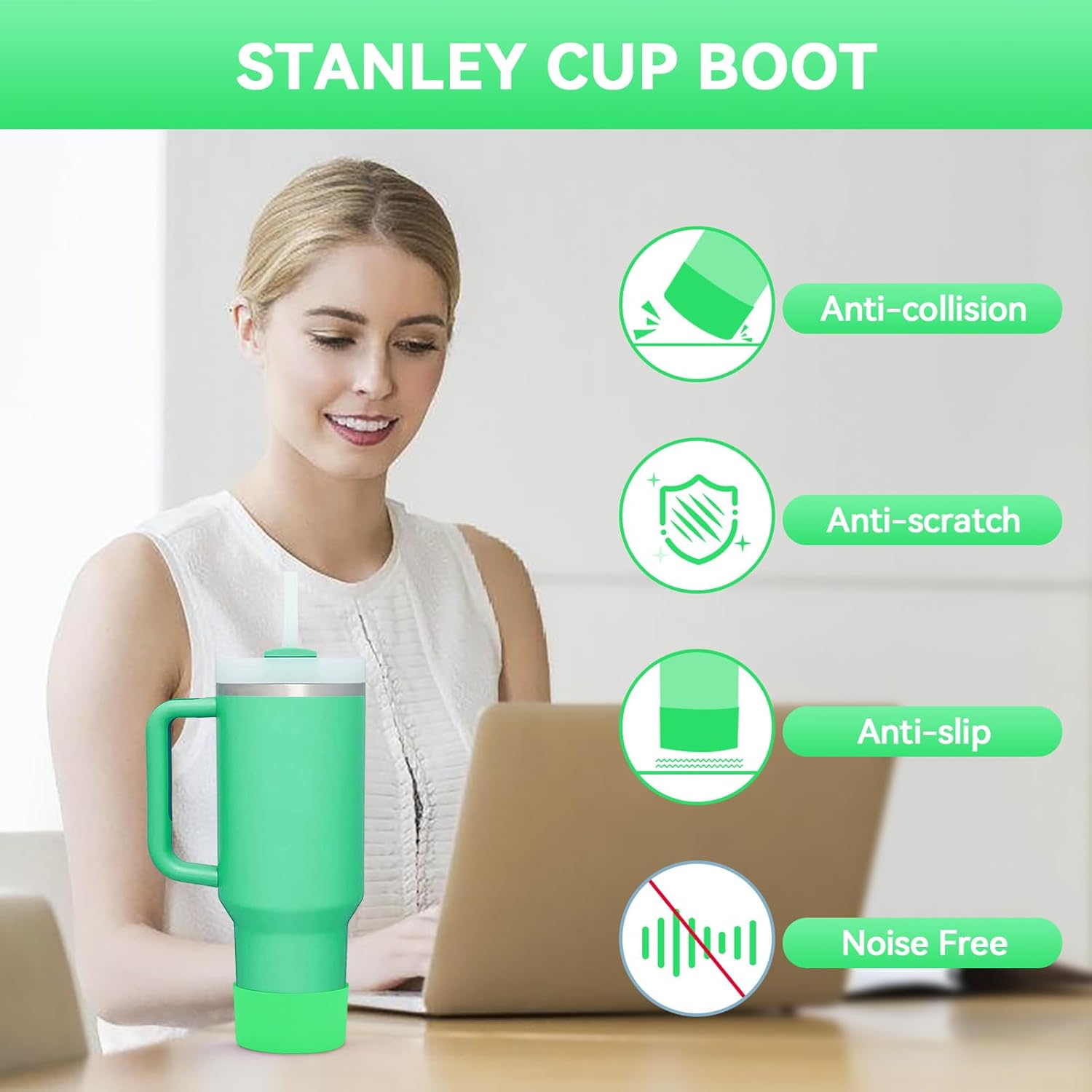 2 piezas para botas Stanley, parte inferior de silicona para Stanley Cup Boot Quencher Adventure de 40 onzas y para botas Hydroflask de 12 a 24