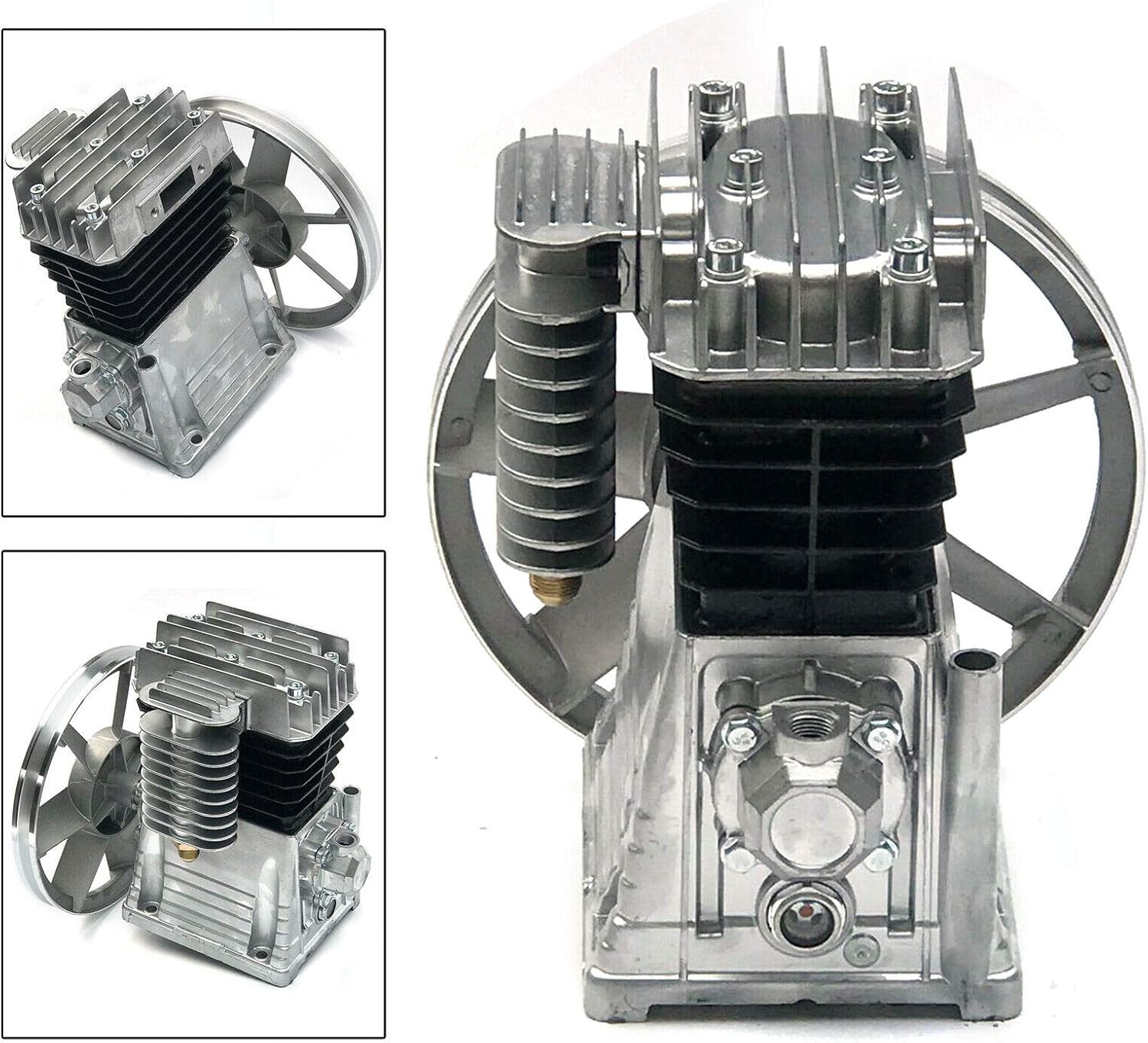 Bomba de cabeza de compresor de aire 3HP Bomba de compresor de aire de cilindro gemelo Pistón de cabeza de motor con silenciador (2065-3HP)