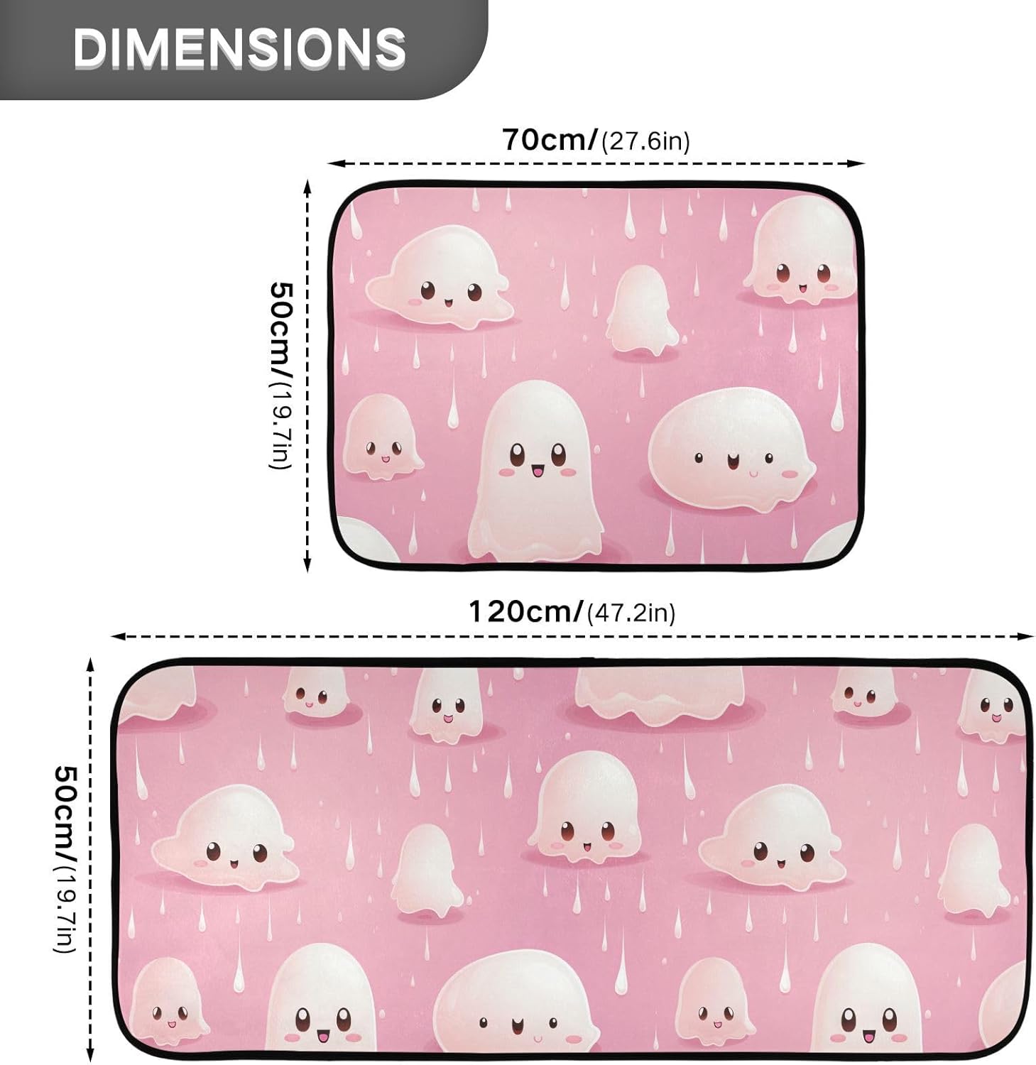 ZENWAWA Cute Halloween Design Pattern Kitchen Mats 2 Pieces for Floor, Low Pile Kitchen Rugs Cushioned Water Absorbent Floor Mats for Kitchen Sink