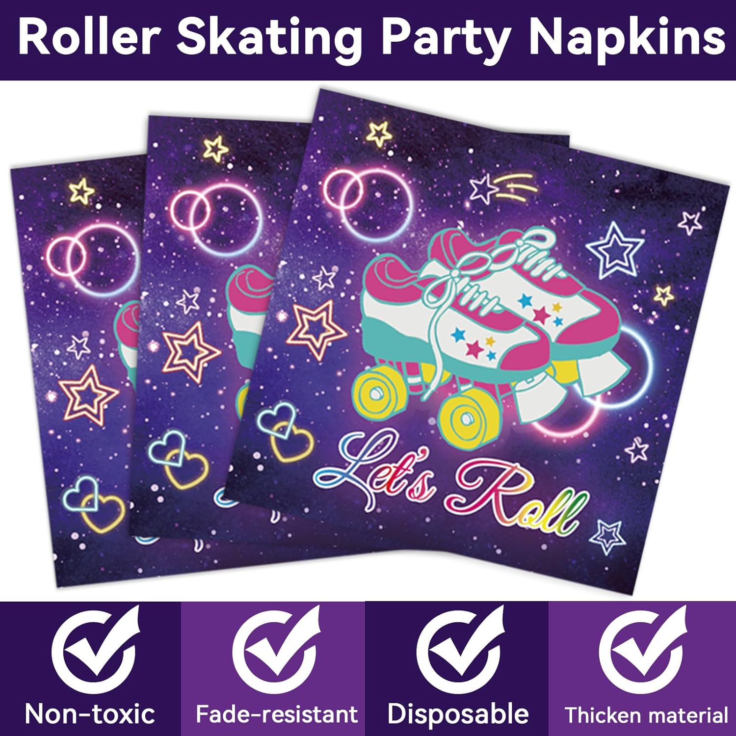 96 piezas de suministros de fiesta de patinaje sobre ruedas, platos de papel con temática de rollo, platos de patinaje y servilletas, decoraciones