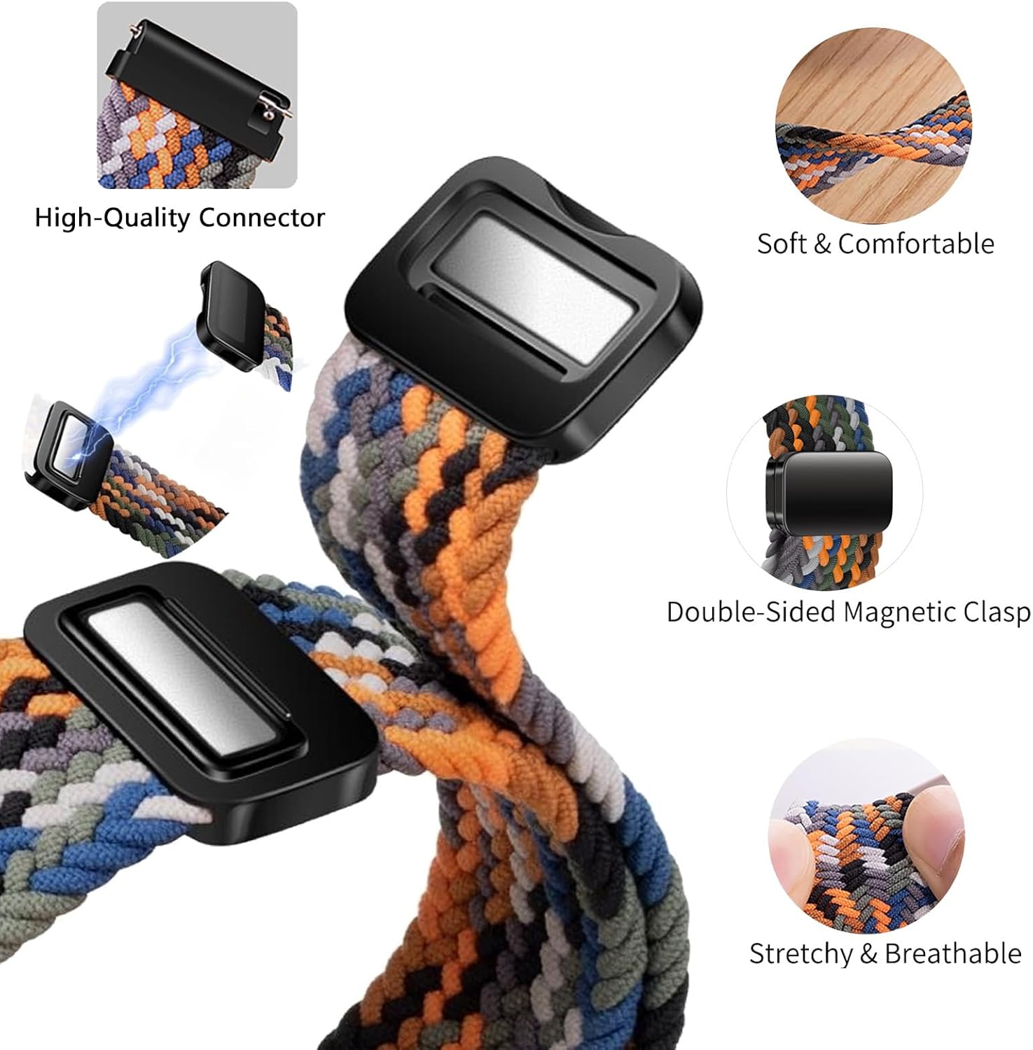 Mazoft Correa deportiva trenzada compatible con Samsung Galaxy Watch Band 6543 y Watch 5 Pro y 64 Classic & Gear S3S2, correa de reloj de 0.787 in y