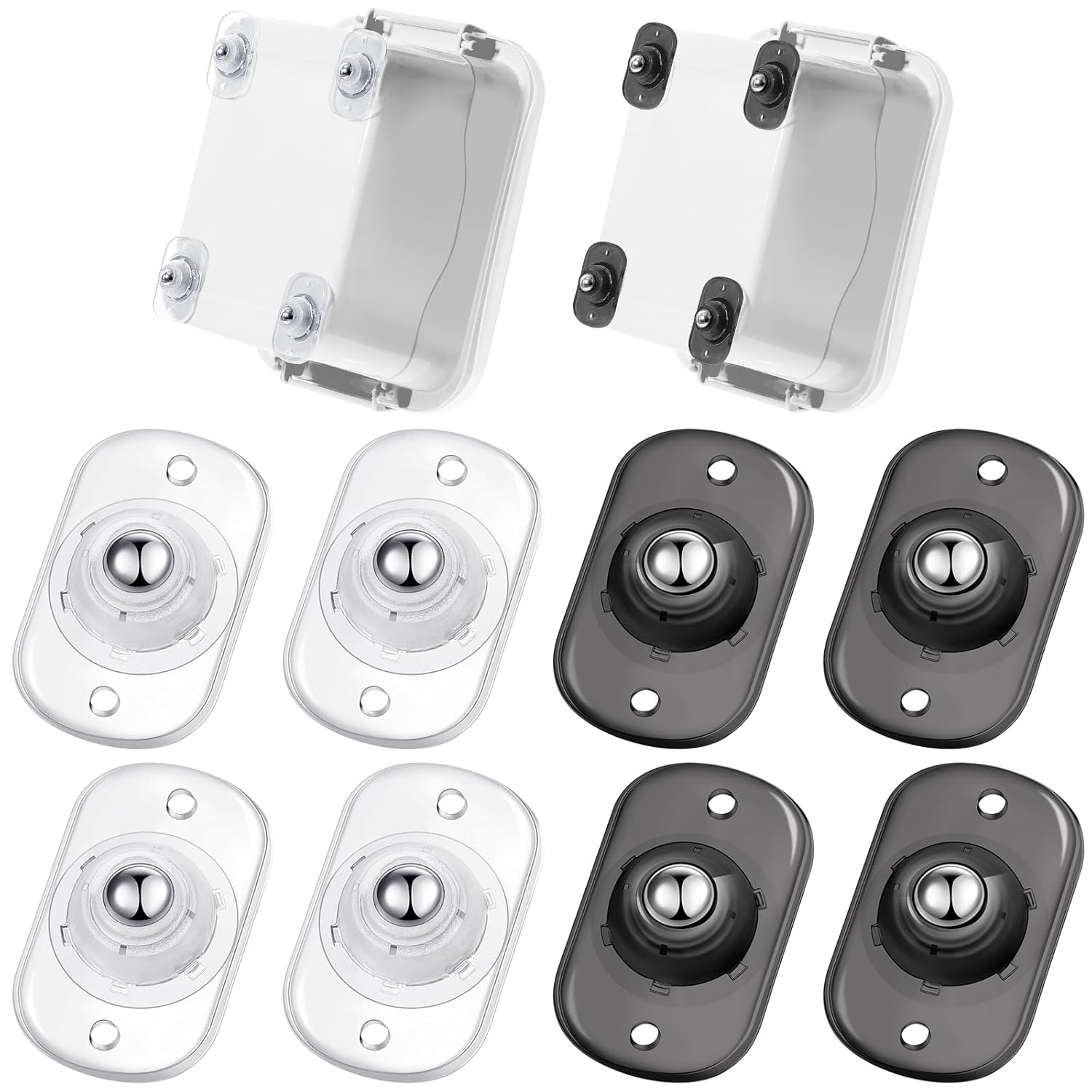 Honoson 8 ruedas giratorias autoadhesivas, mini ruedas giratorias de acero inoxidable, rueda universal de rotación de 360 grados, polea adhesiva