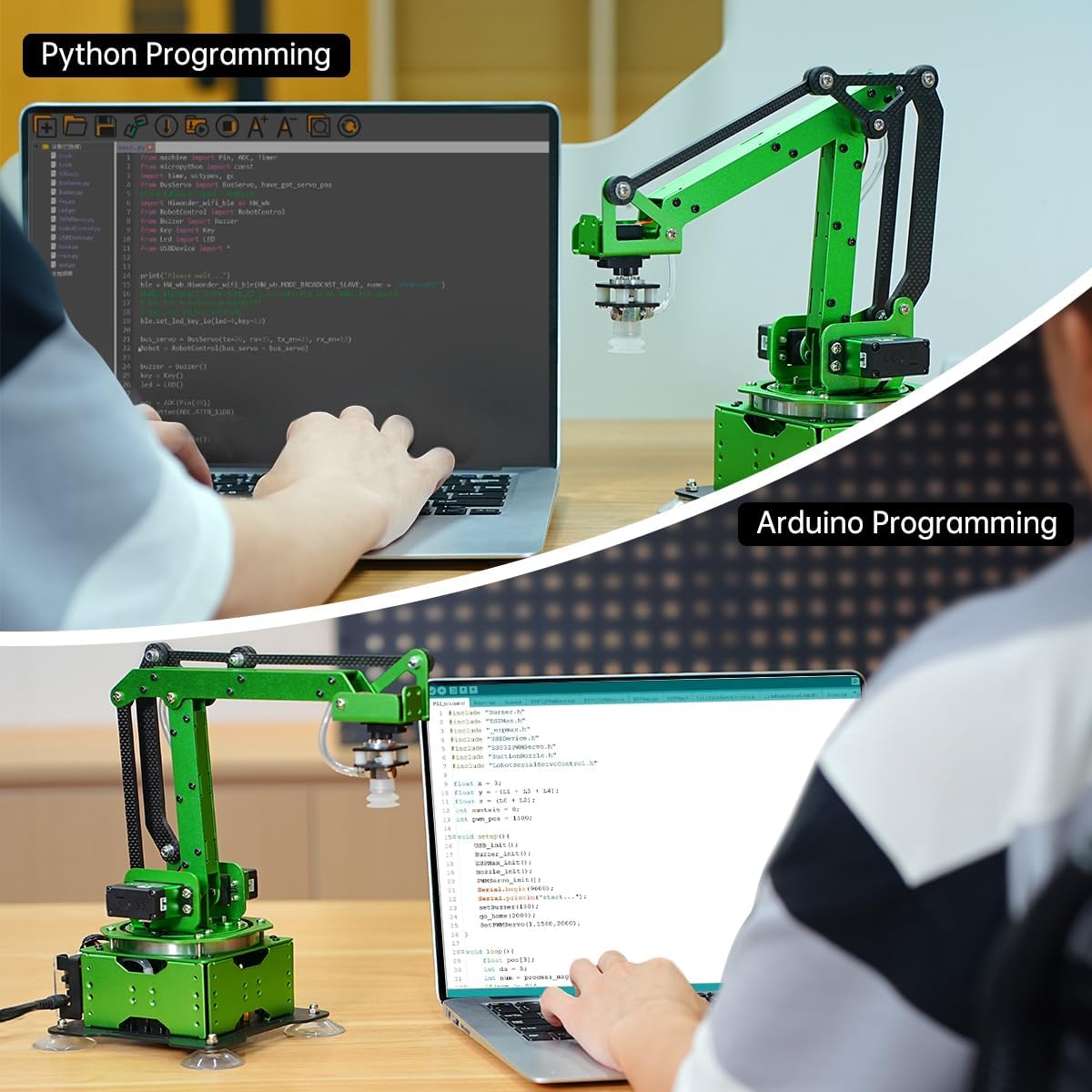 Kit de brazo robótico AI, MaxArm ESP32 Open Source WiFi Bluetooth Connect Smart Robot Arm con AI Vision Sensor Kits PS2 Controladores inalámbricos,