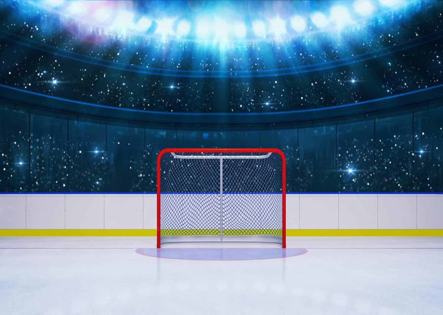 BELECO Telón de fondo de estadio de hockey sobre hielo de 7 x 5 pies, portería de hockey, arena, luces de escenario, juegos, aficionados, hockey,