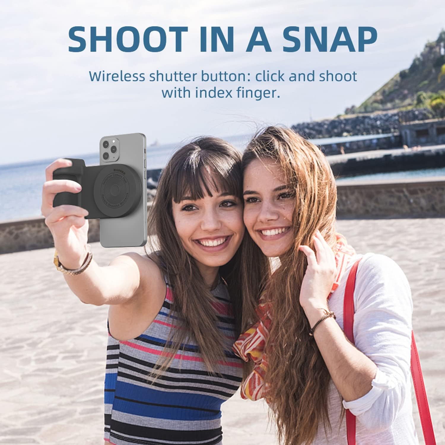 Magnético Smartphone CapGrip Cámara Teléfono Celular Agarradera Foto 10W Soporte de carga inalámbrica Soporte de teléfono con Bluetooth Control