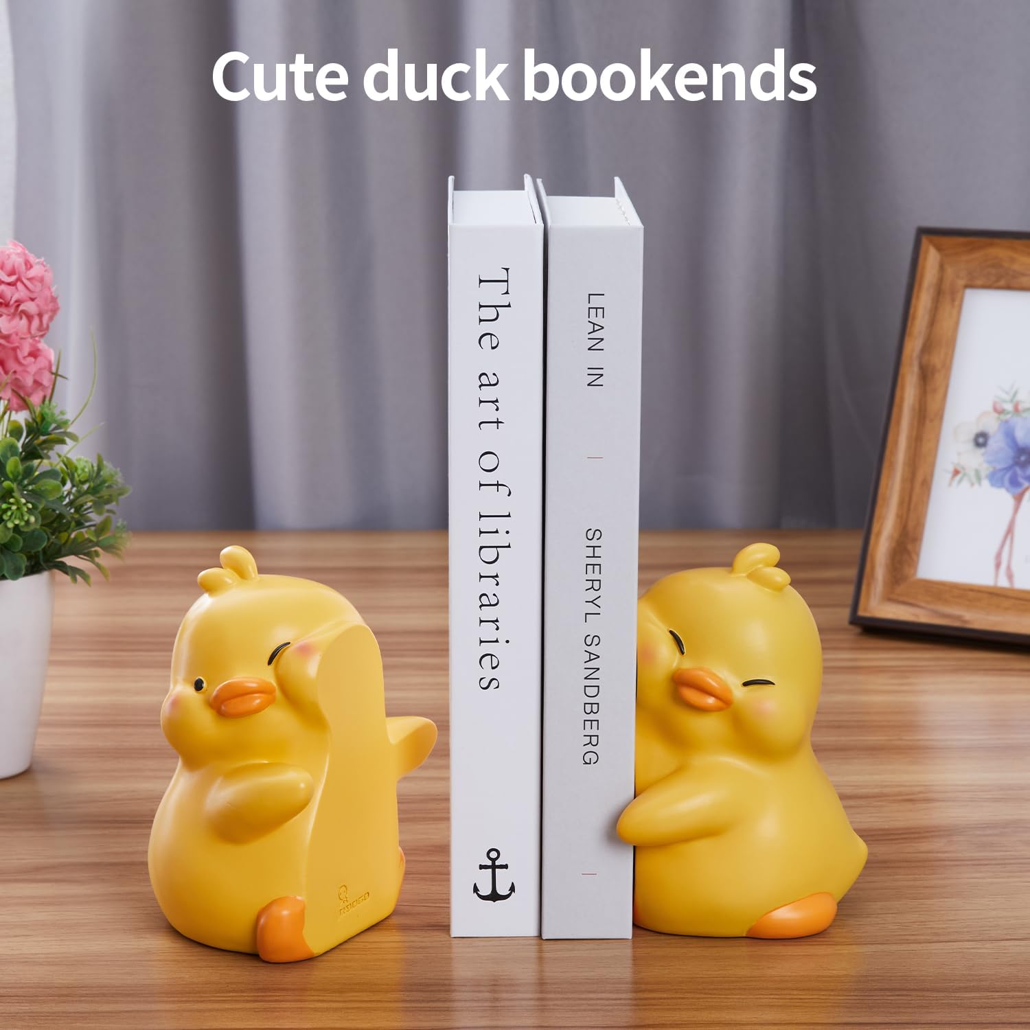 Adorables sujetalibros decorativos para niños, soportes únicos para libros de pato, decoración para escritorio de oficina en casa