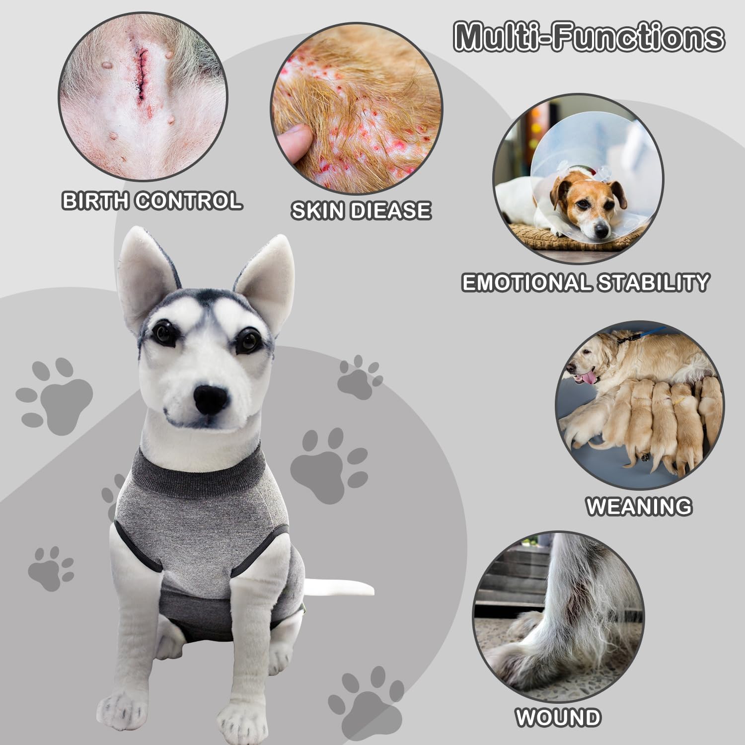 Traje de recuperación de cirugía para perros hembras y hombres, traje corporal esterilizado para perro después de la cirugía, mameluco quirúrgico