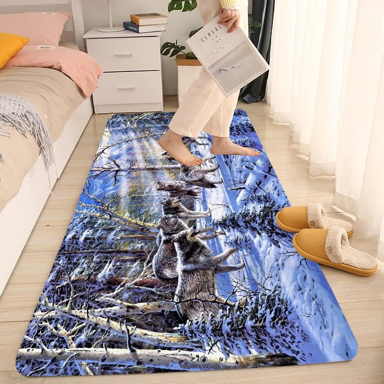 WODEJIA Tapete de franela antideslizante con impresión 3D para mesita de noche y sala de estar, tapetes absorbentes de humedad y polvo para cuarto