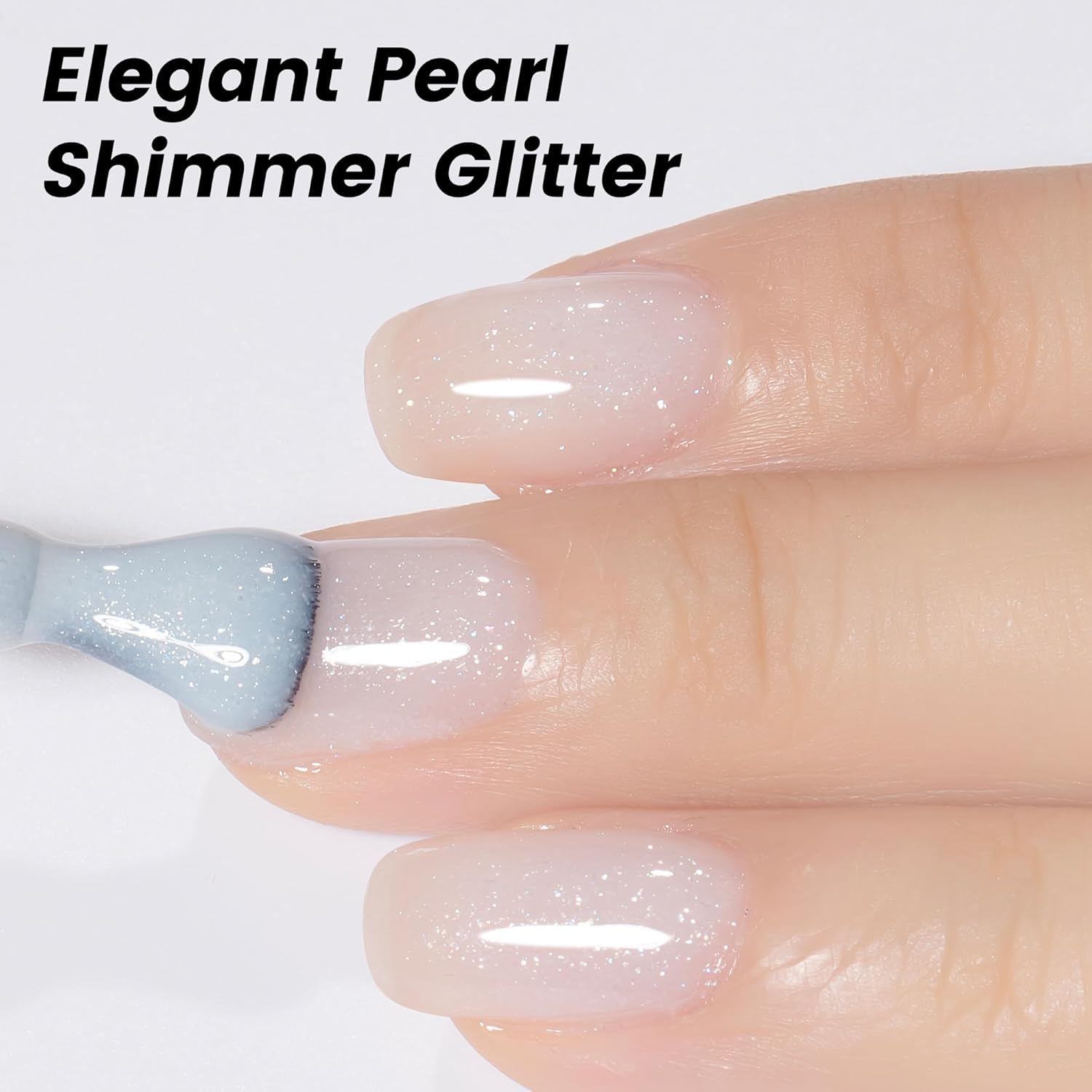 YTD Likomey Esmalte de uñas de gel con purpurina nude de 0.5 fl oz, color blanco lechoso perlado brillante gelatina translúcida neutro, holográfico,