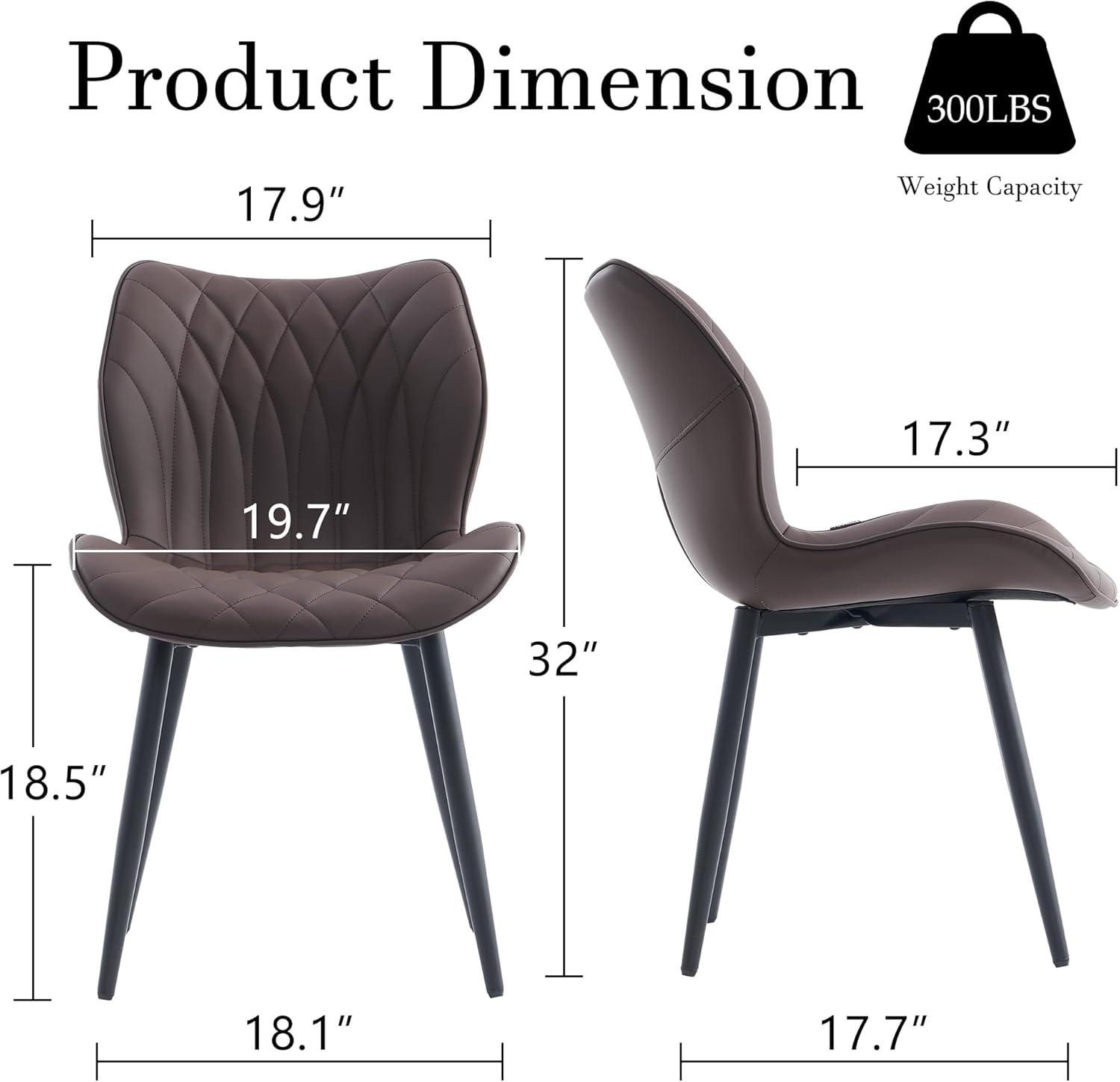 YOUNIKE Juego de 2 sillas de comedor, sillas de comedor tapizadas de cuero, sillas de cocina modernas, sillas laterales para sala de estar,