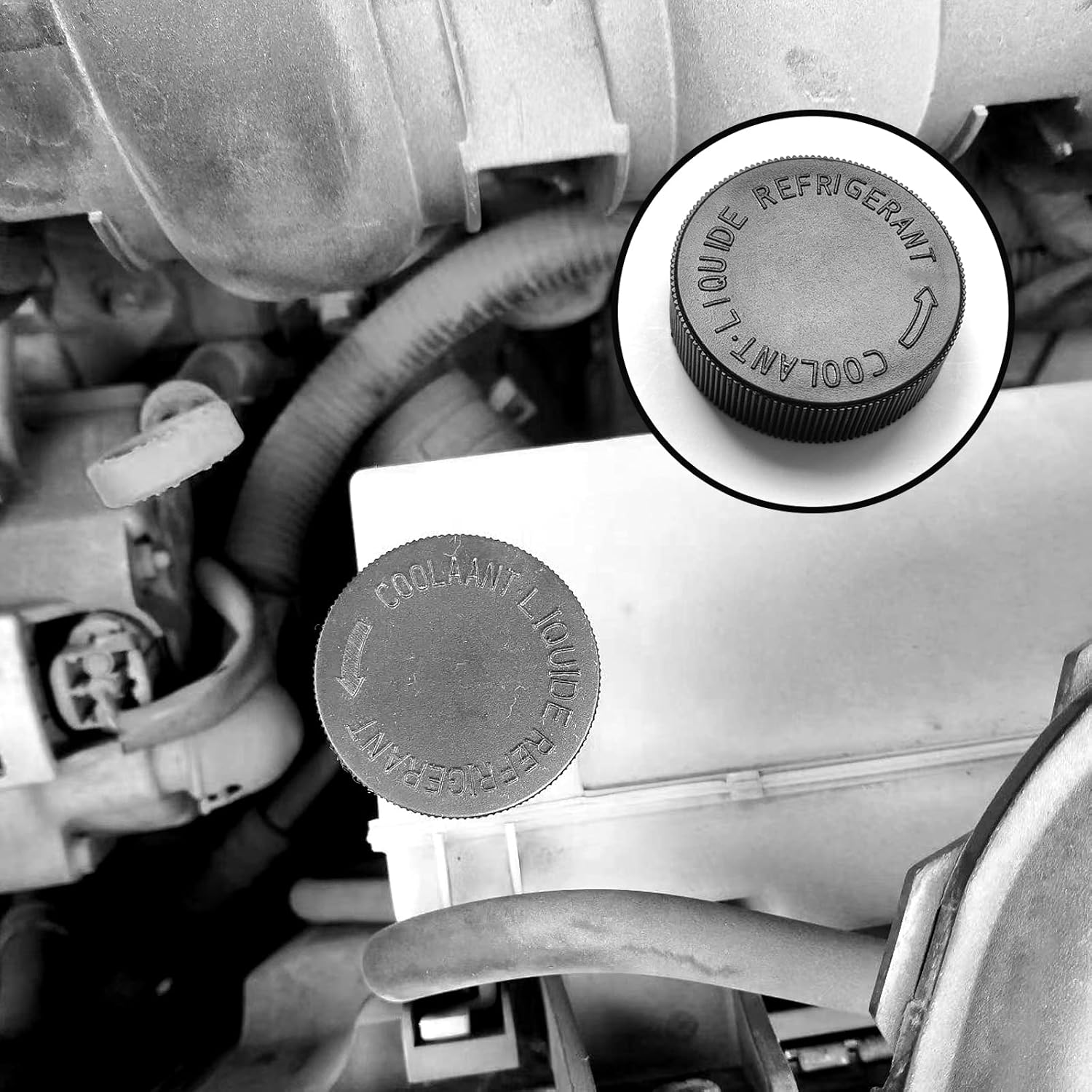 2 tapas de depósito de refrigerante, cubierta de tapa de tanque de desbordamiento del radiador, compatible con Infiniti Nissan Renault Motor