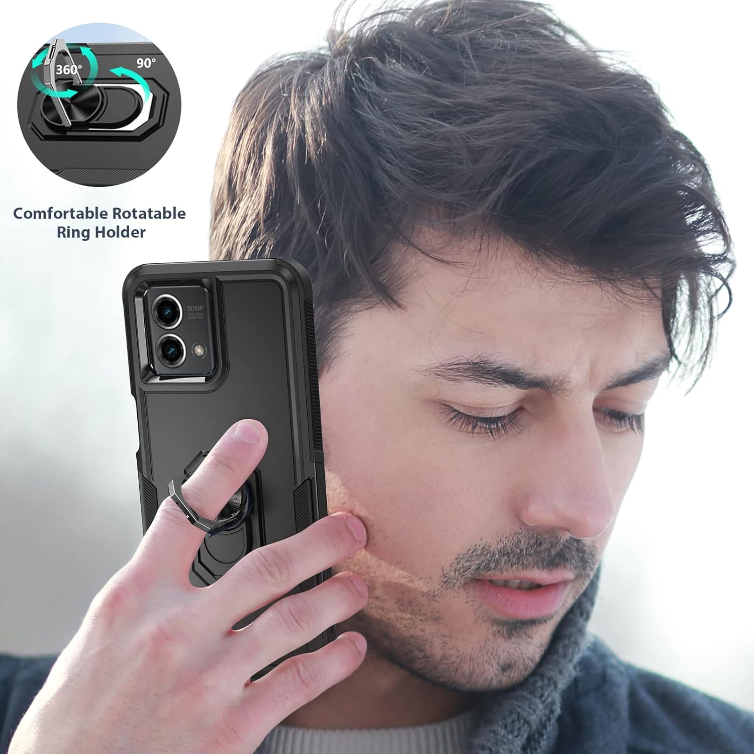 FNTCASE Funda para Motorola Moto G-Stylus-5G-2023 Fundas de protección a prueba de caídas de grado militar con soporte magnético  TPU texturizado