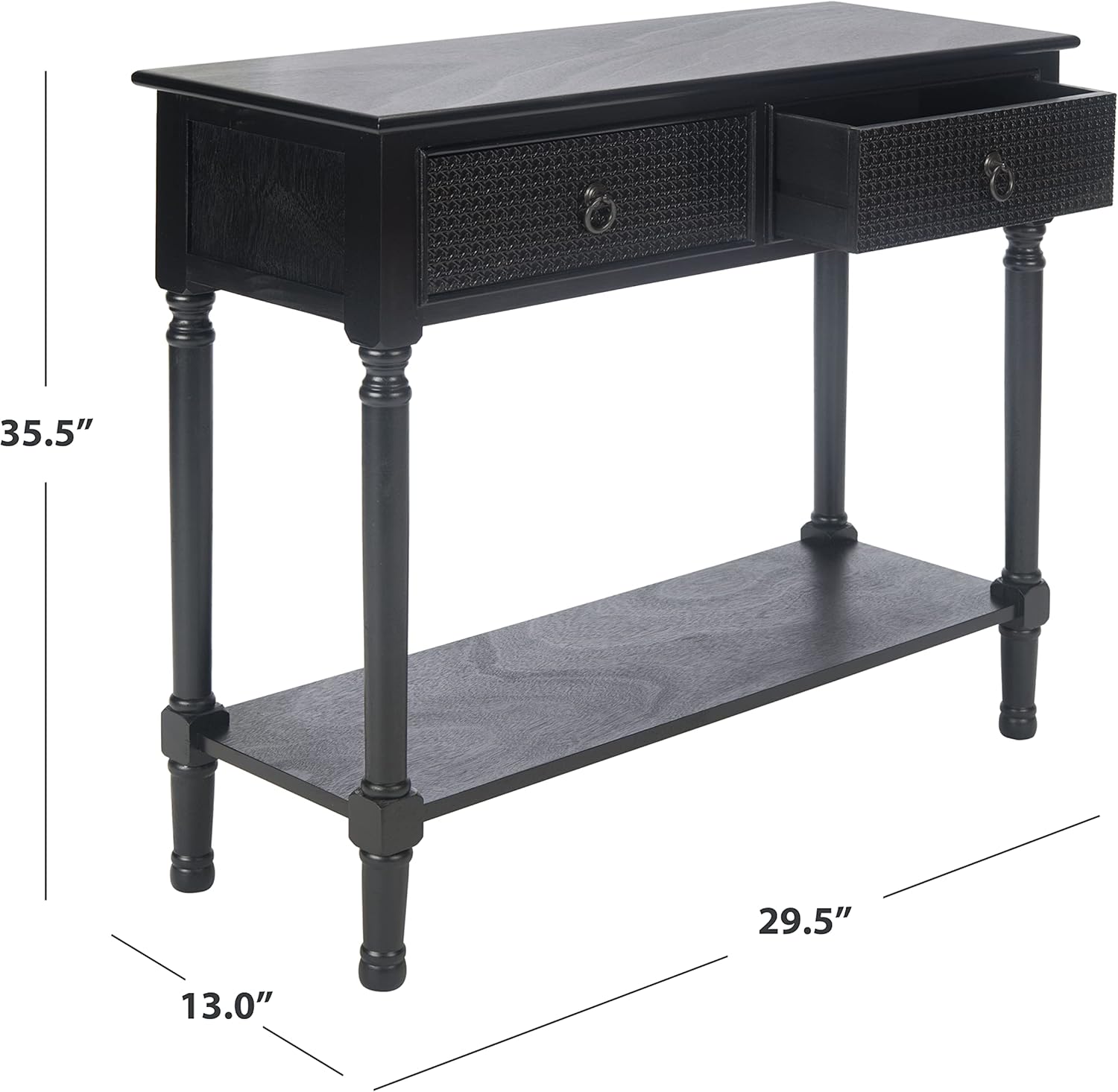 Safavieh Home Collection Haines – Mesa consola con 2 cajones y estante inferior negro