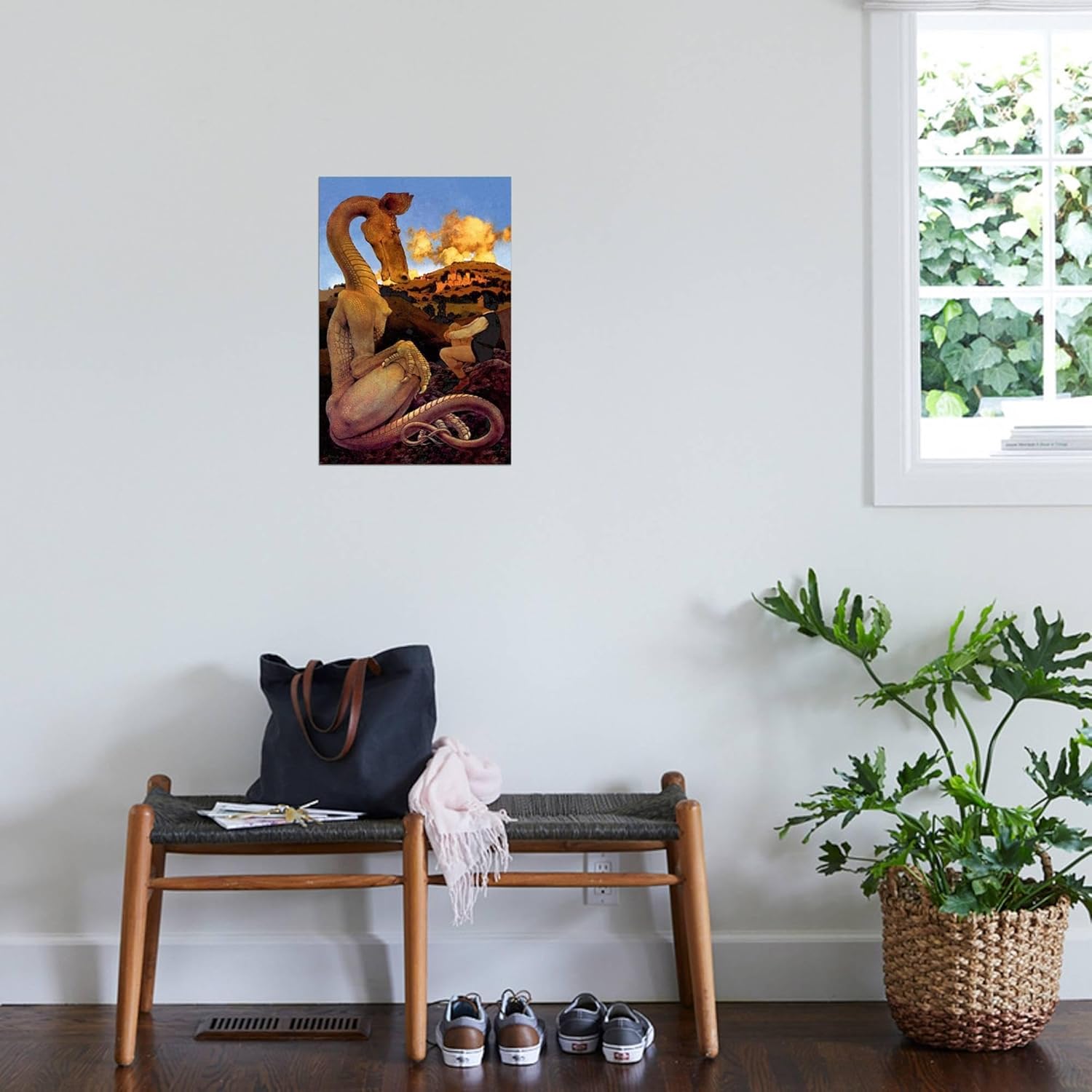 Maxfield Parrish – Lienzo decorativo para pared, diseño de dragón reticente, 16 x 24 pulgadas