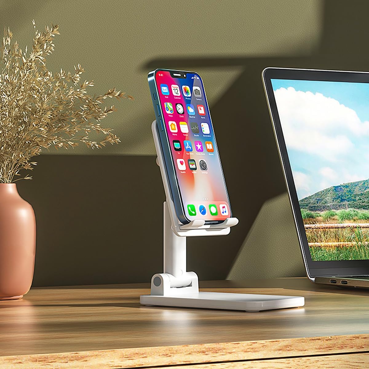 KLAQQED Soporte para portátil para escritorio, soporte portátil de aluminio para laptop, soporte para teléfono, soporte plegable para tableta para