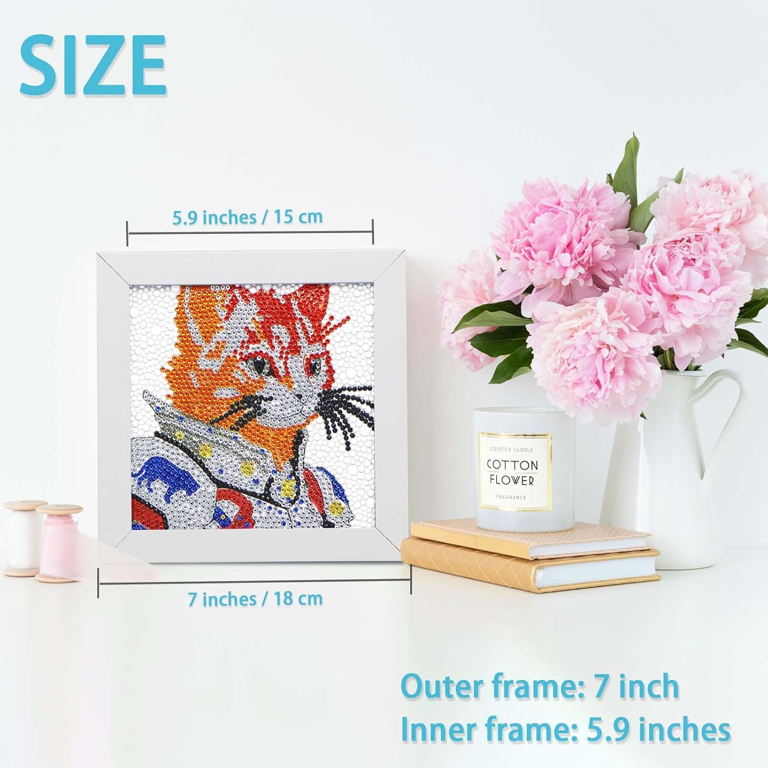 AyuqEjus Kits de arte de diamantes 5D para niños con marco de madera de 7.1 x 7.1 pulgadas, arte de diamantes para niños de 6 a 12 años por números,