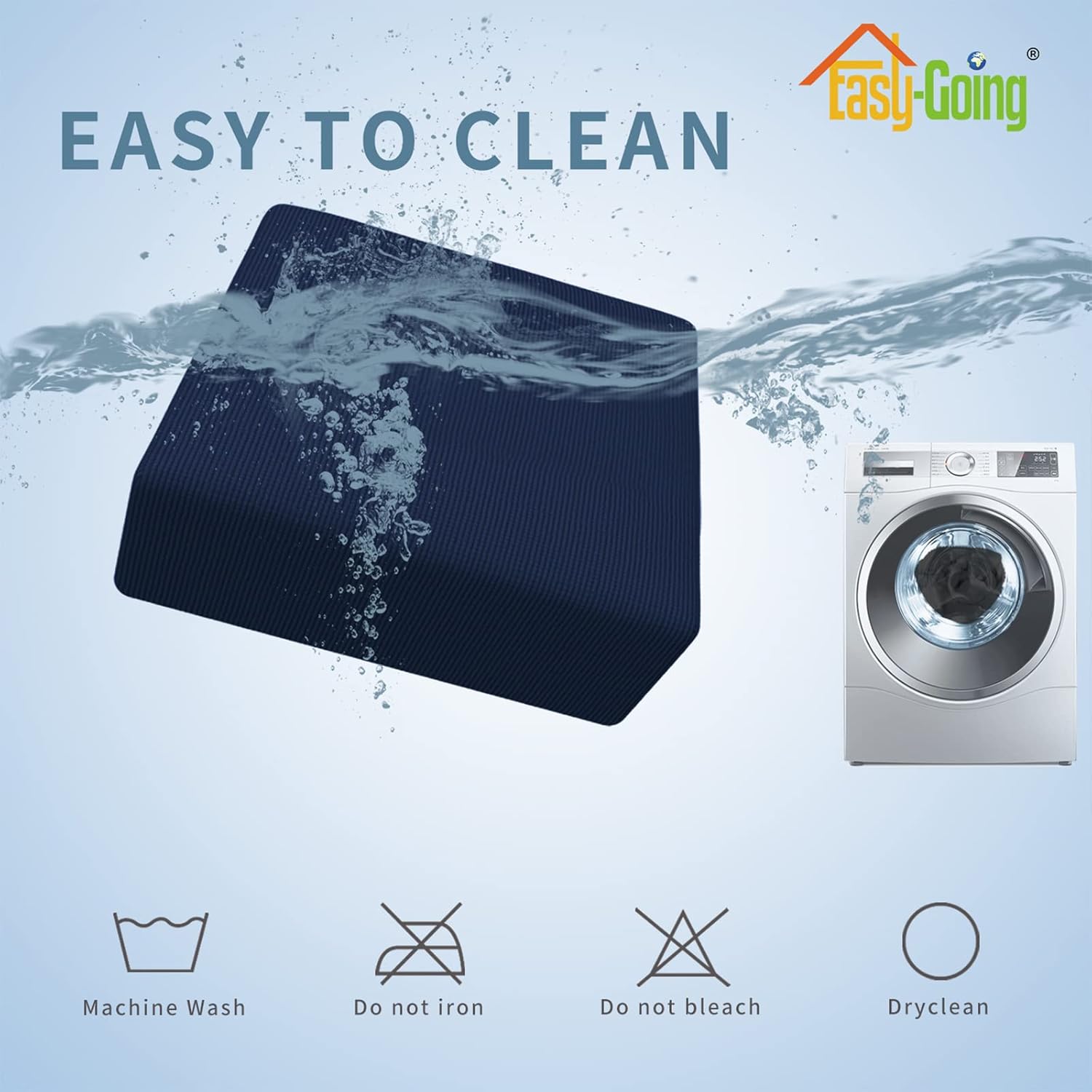 Easy-Going Funda otomana cuadrada elástica de 40 x 40 x 15 pulgadas, protector de muebles, funda rectangular suave con parte inferior elástica,