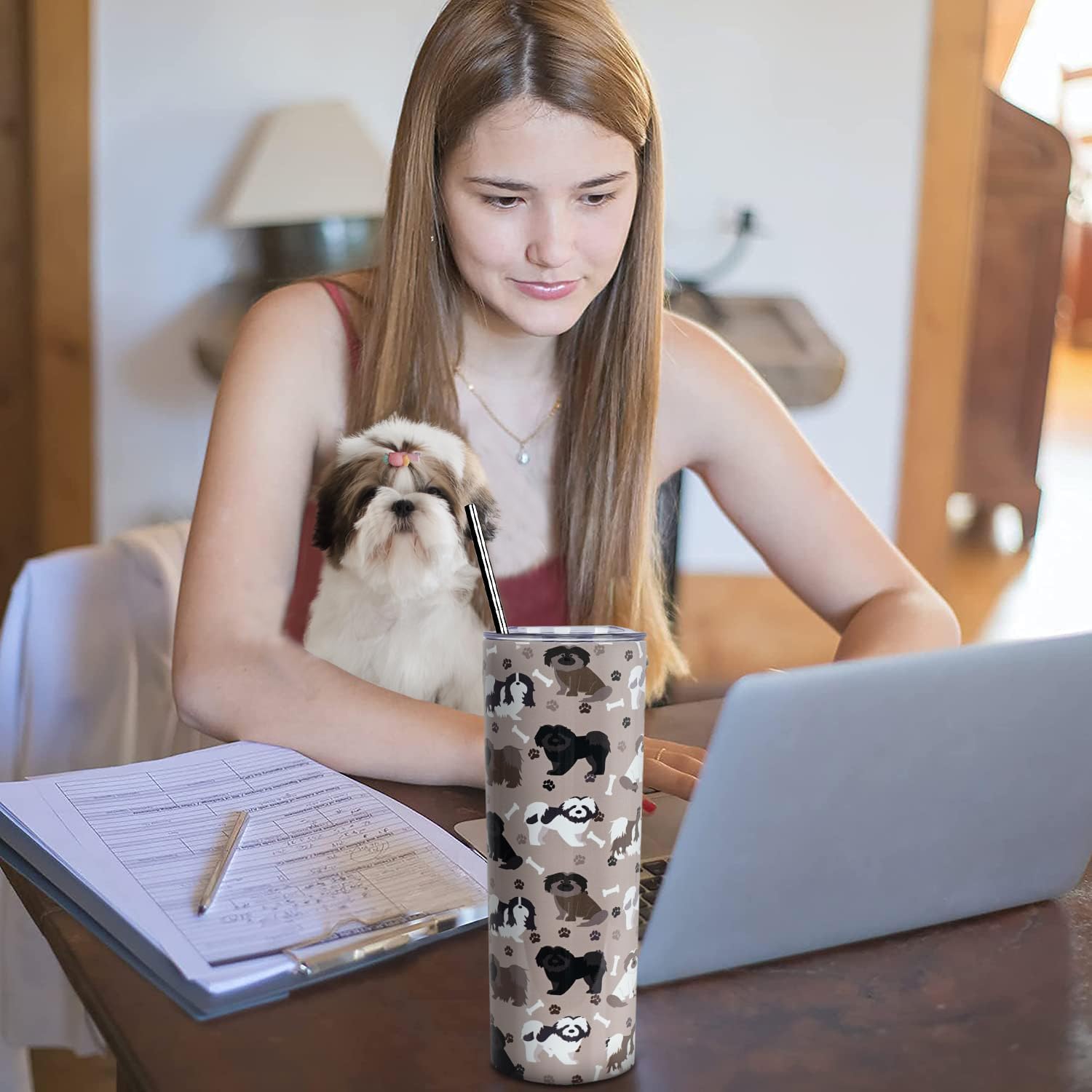 Shih Tzu Regalos para mujeres, vaso Shih Tzu, regalos para amantes de los perros, regalo para perros, tazas de café de viaje Shih Tzu para bebidas