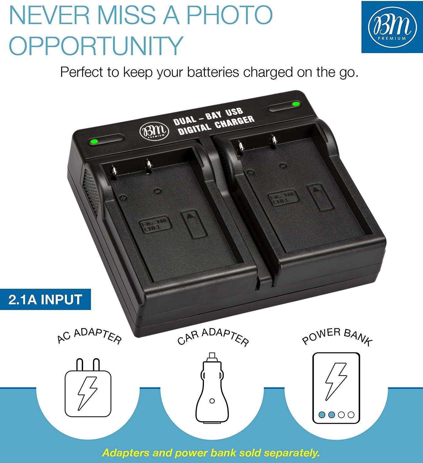 BM – Paquete de 2 baterías EN-EL5 y cargador de batería dual USB para cámara digital Nikon Coolpix P80, P90, P100, P500, P510, P520, P530