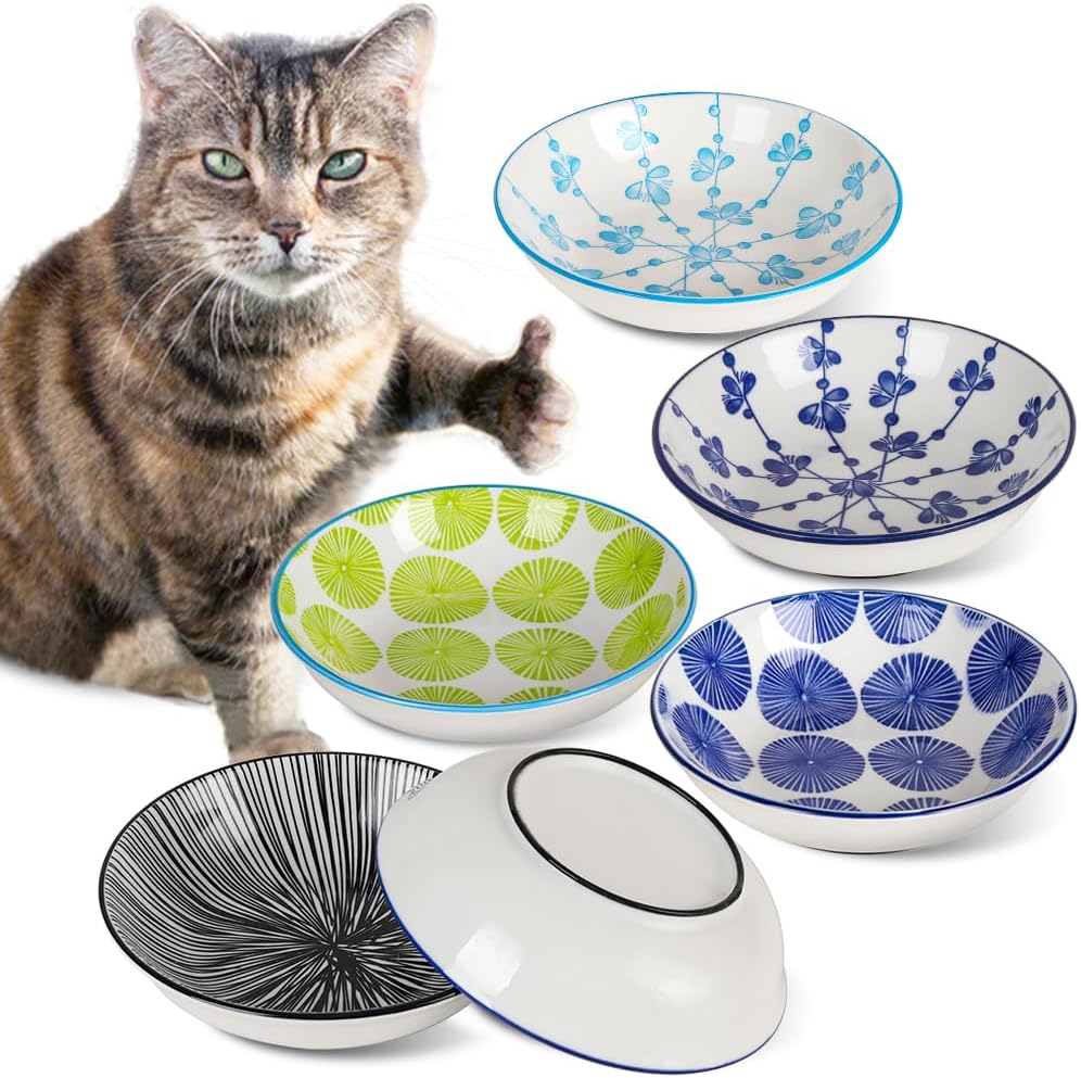 Cuencos para gatos de interior, parte inferior de silicona antideslizante de 5.5 pulgadas, tazón de comida para gatos inclinado, apto para bigotes,