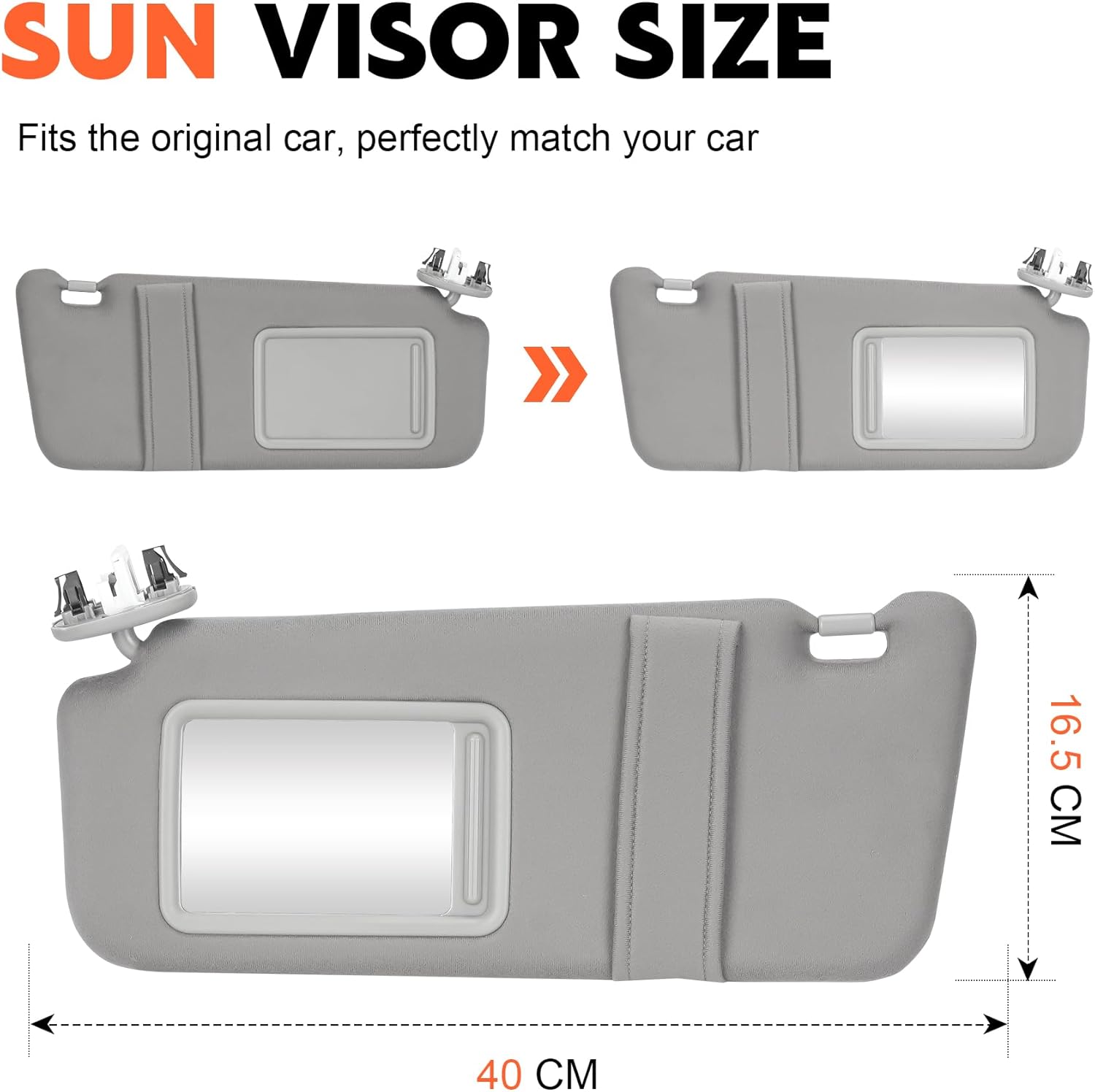 Reemplazo de visera parasol gris para lado izquierdo y pasajero derecho compatible con Toyota Camry 2007 2008 2009 2010 2011 con techo corredizo de