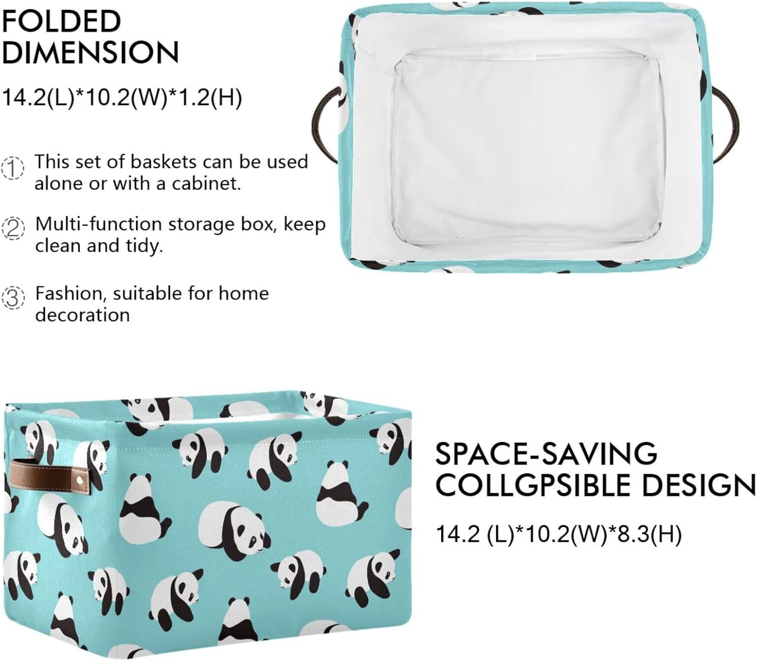 Cesta de almacenamiento plegable con diseño de pandas de dibujos animados, cubos de almacenamiento, caja de ropa, juguetes de tela, cestas de regalo