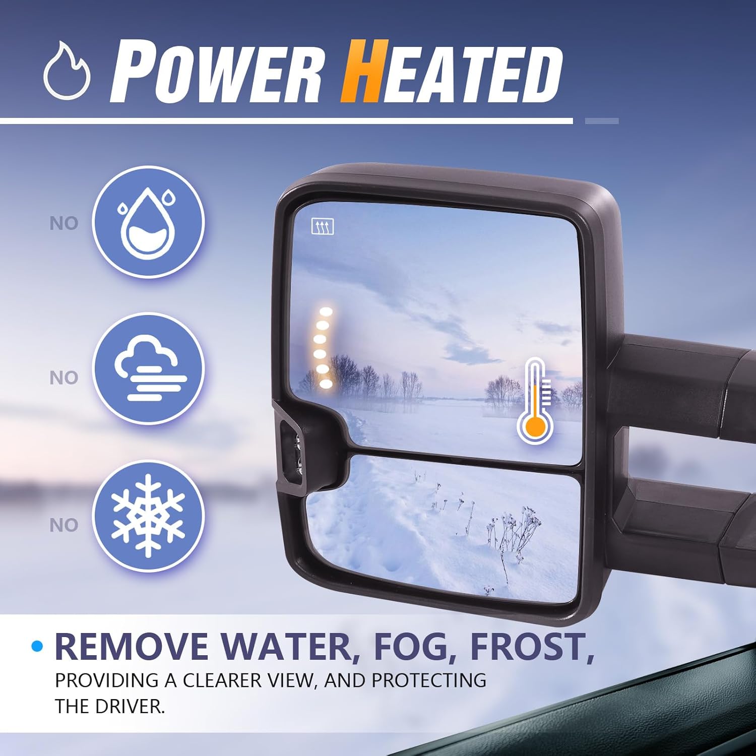 Switchback – Espejos de remolque compatibles con Chevy Silverado y GMC Sierra 2014-2018, espejo de remolque de ajuste de potencia, telescopio