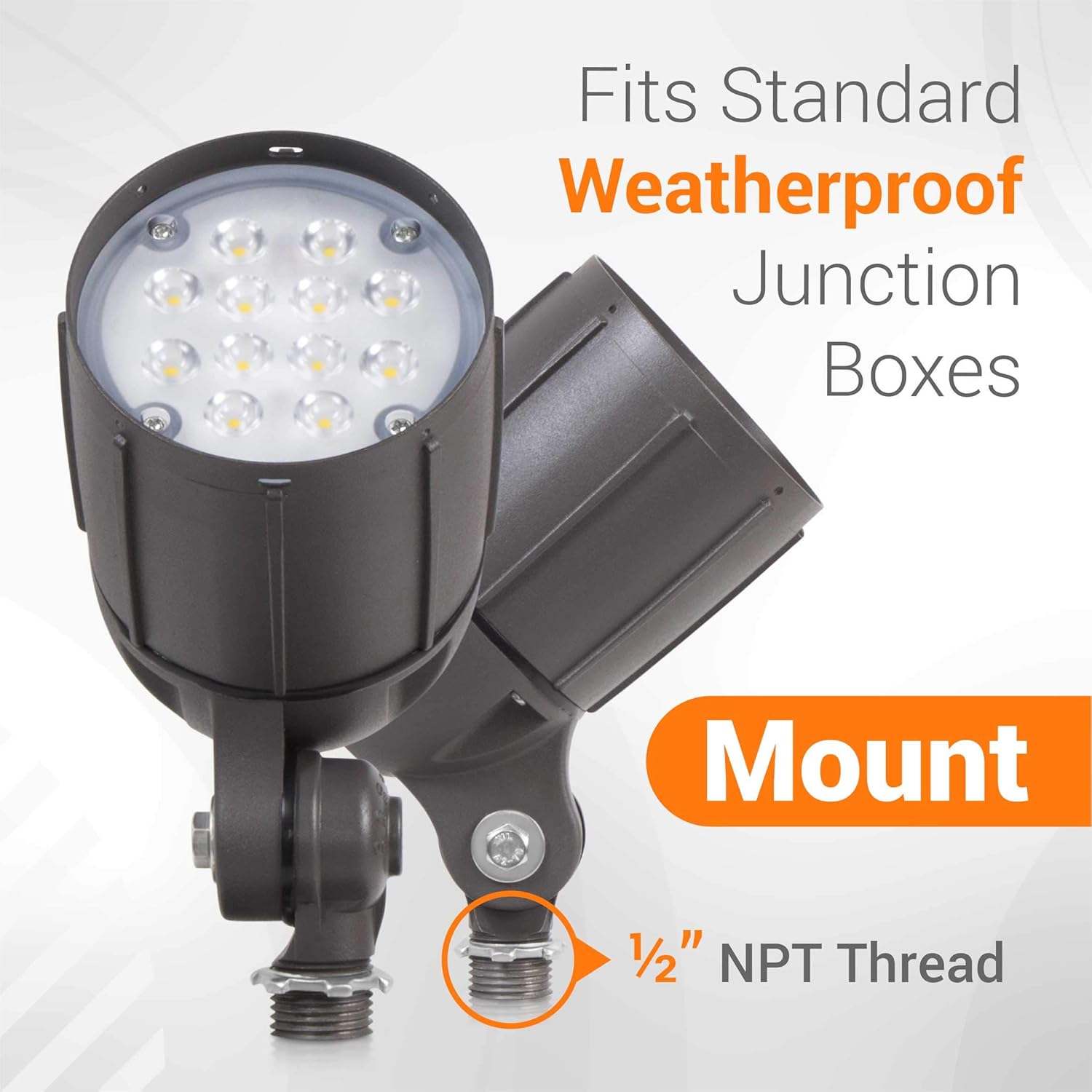 Luz de inundación LED de 12 vatios para iluminación de paisaje al aire libre de 120 voltios, 1480 lm, bronce, 70 W MH igual, luz de asta de bandera,