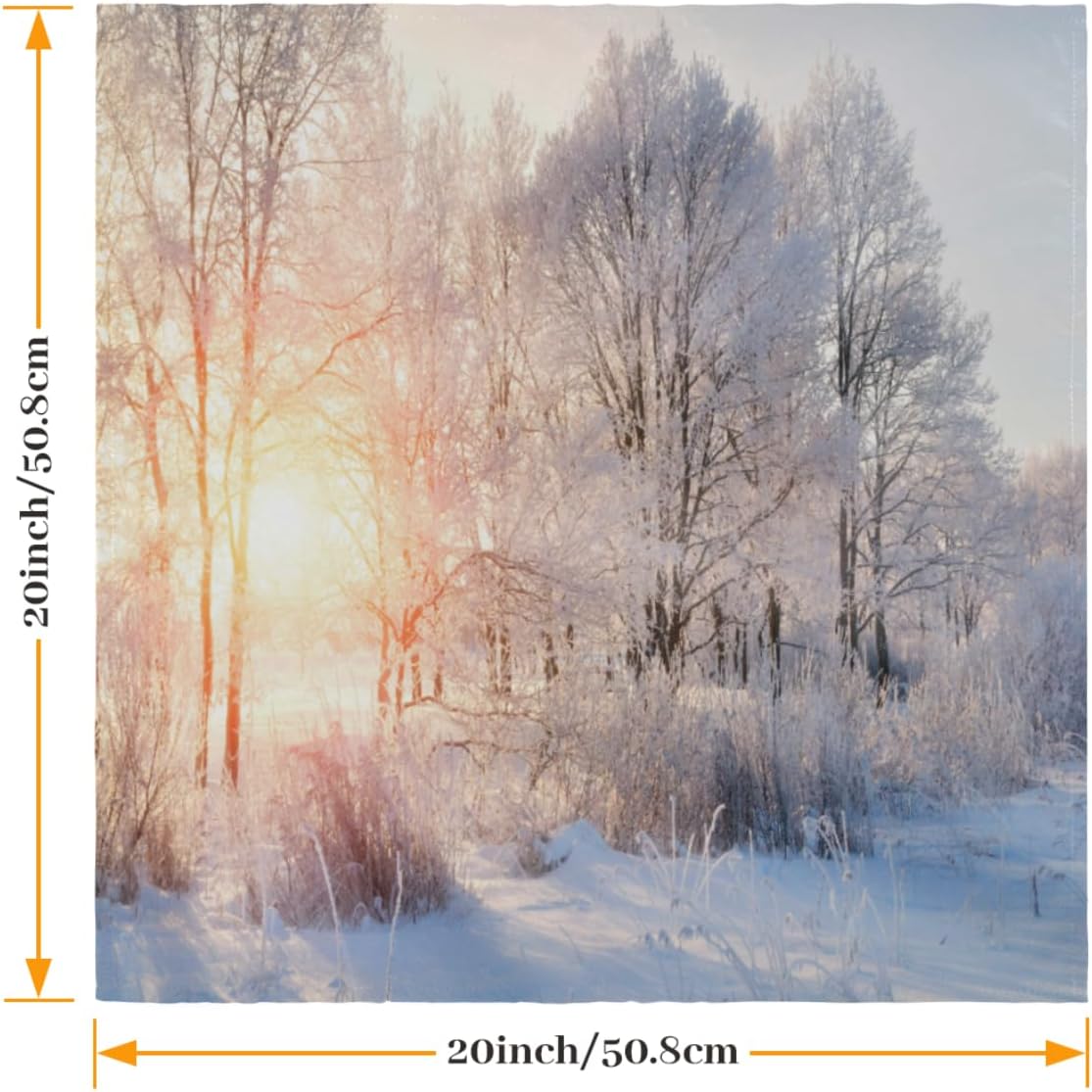 Juego de 6 servilletas de tela de árbol con escena de nieve de invierno, lavables, reutilizables, servilletas decorativas para el hogar, fiestas,