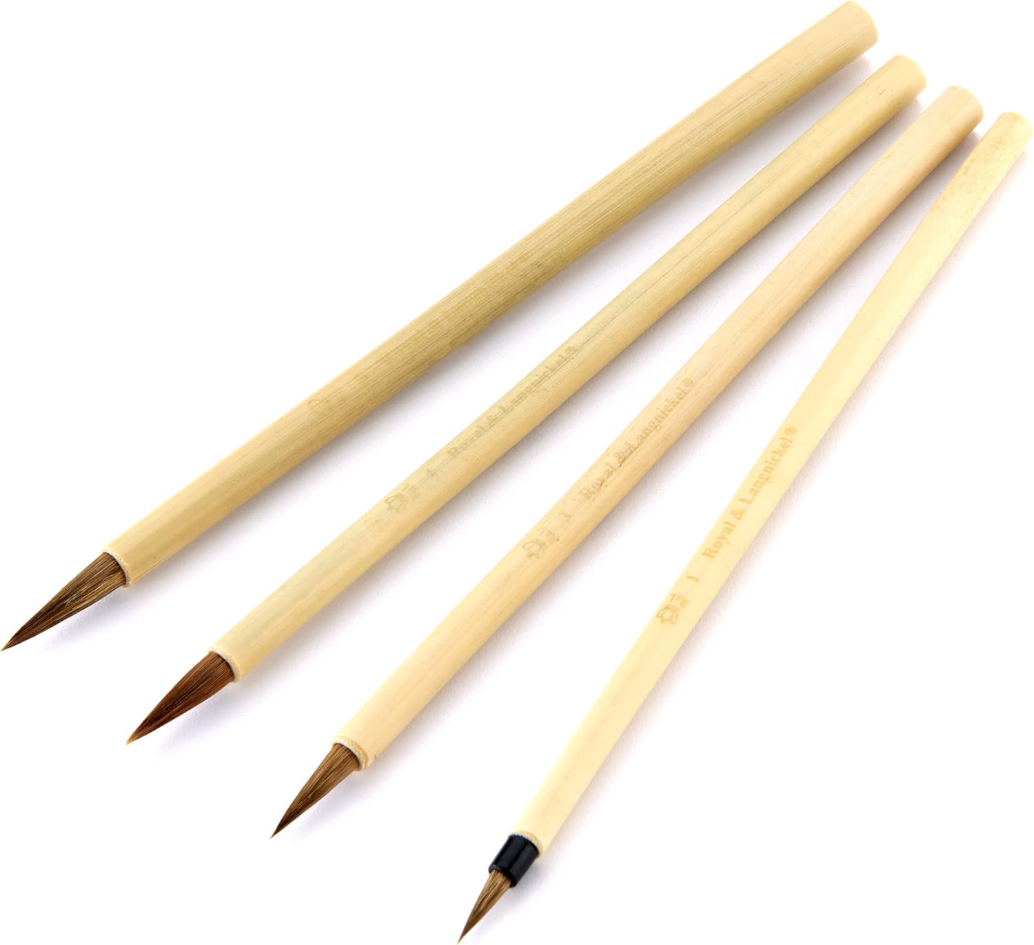 Royal & Langnickel RSET-9149 Royal Zip N’ Close – Juego de 4 cepillos de bambú marrón, 10.5 x 2.9 x 0.5