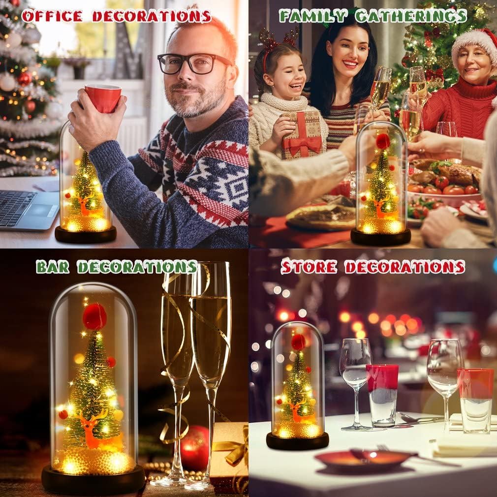 Pgttzpoly Árbol de Navidad LED en cúpula de cristal, árbol de Navidad en cúpula de cristal con cadena de luces LED para niños o mujeres en Navidad,