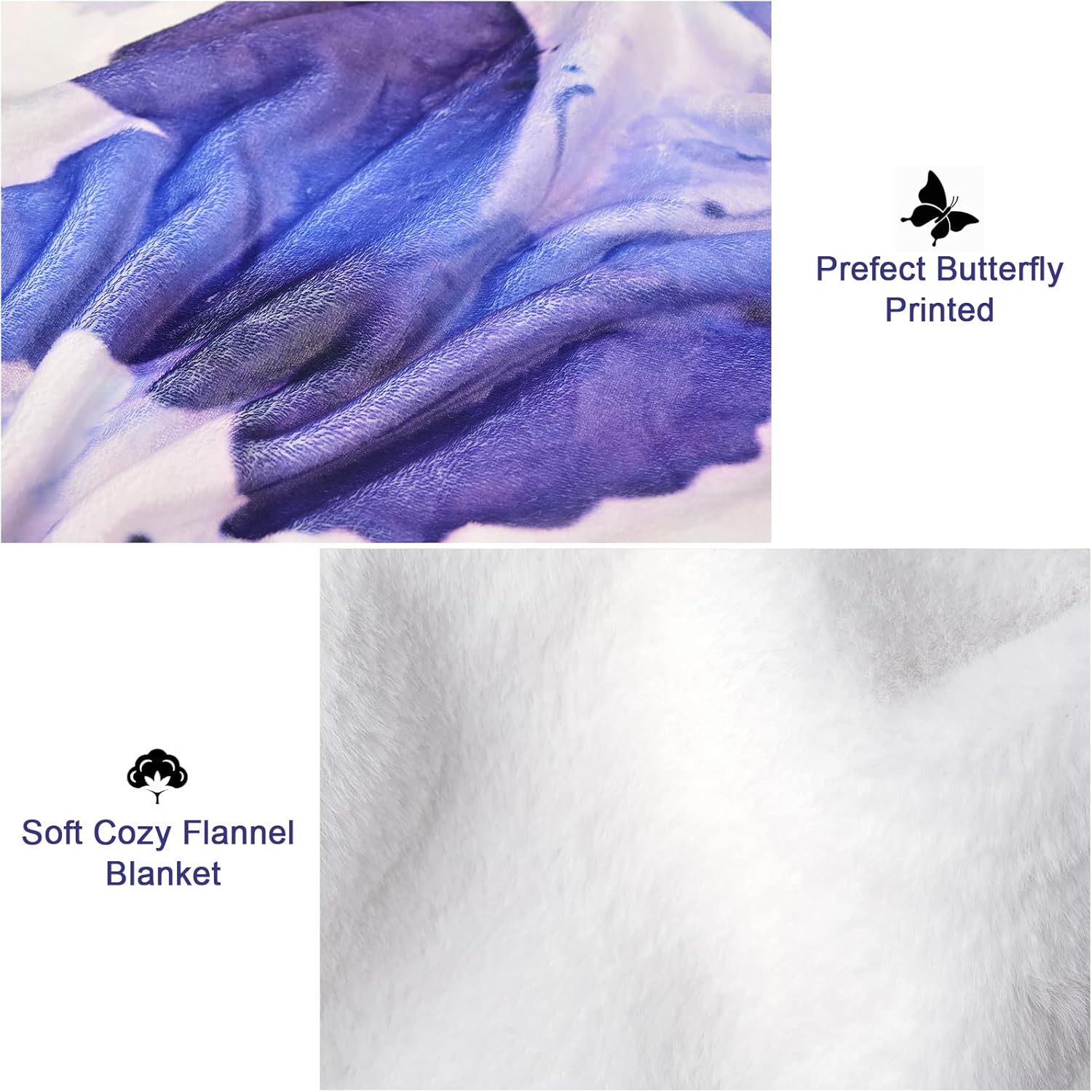 Manta de mariposa morada de 60 x 50 pulgadas, regalos de mariposa para mujer, manta de franela de forro polar femenino para sofá, cama, decoración