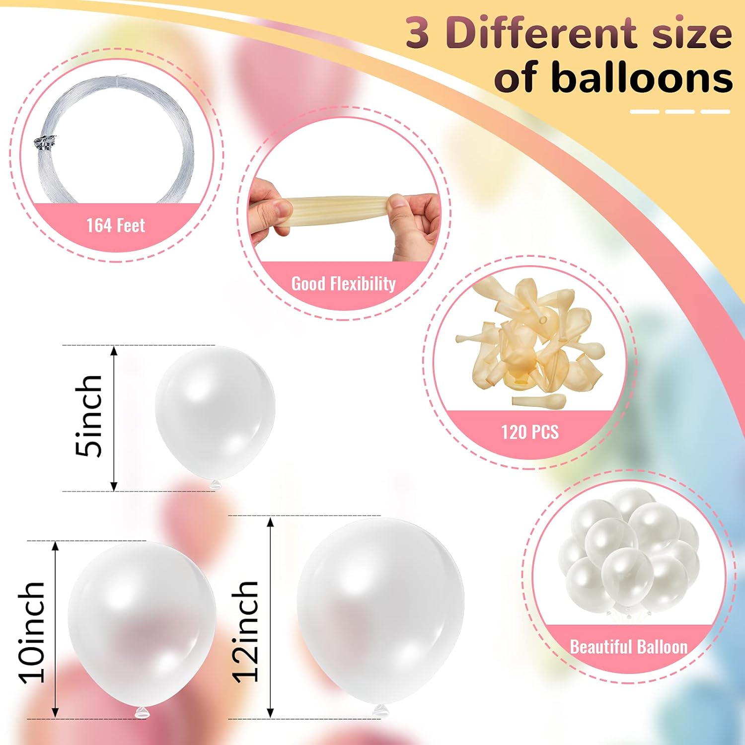 Globo transparente de burbujas, 120 piezas de globos de látex redondos transparentes, kit de hebras de globos para bricolaje, decoraciones de fiesta
