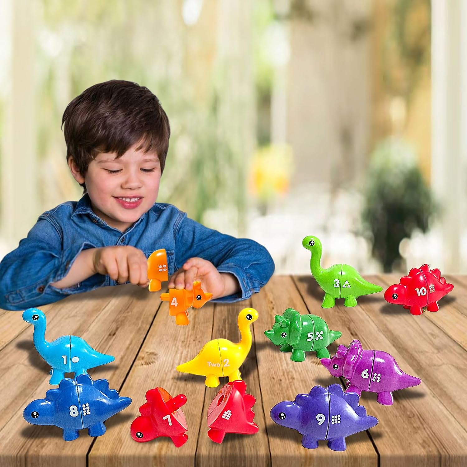 Juguetes de dinosaurio a juego número 1-10, juguetes de motricidad fina, juego de dino Match preescolar, juguetes educativos Montessori de