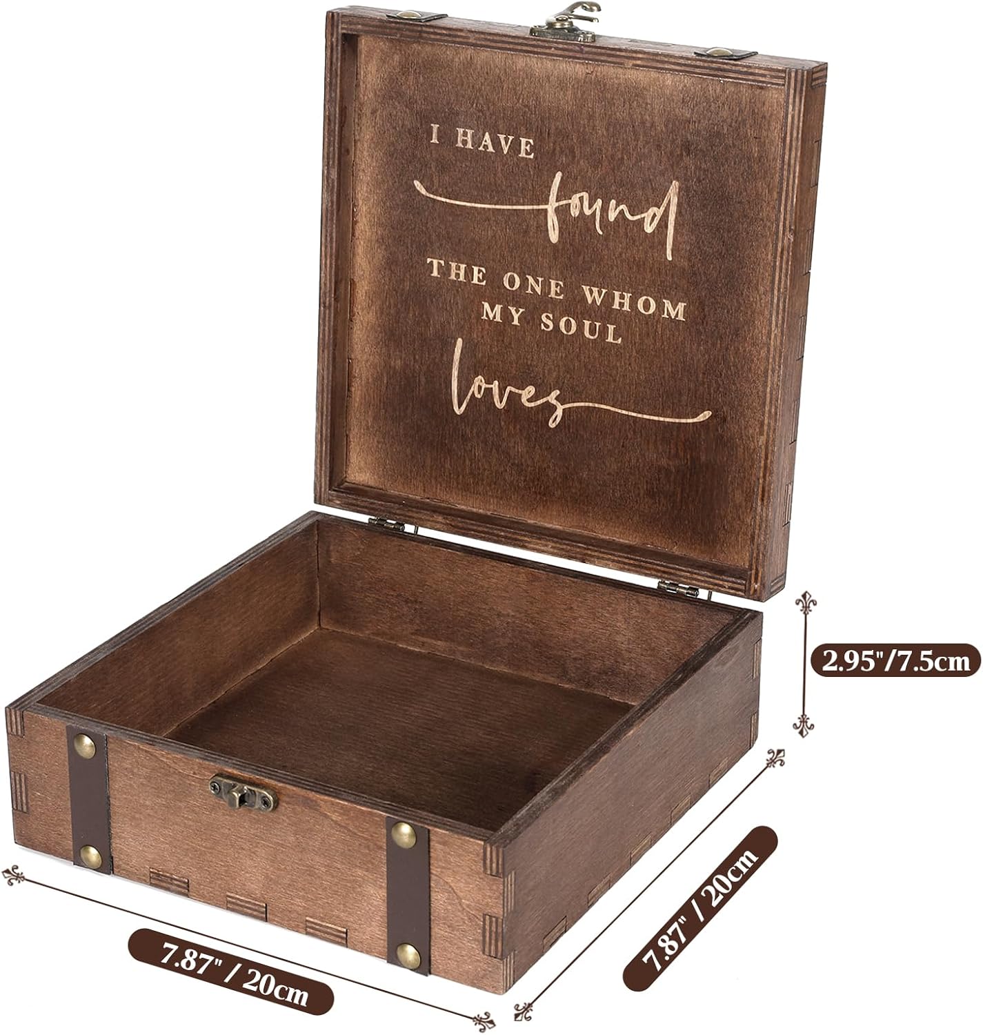 Caja decorativa pequeña con tapa, caja de madera para recuerdos, paquete de 2 cajas de recuerdos de boda para almacenamiento, aniversario, regalos