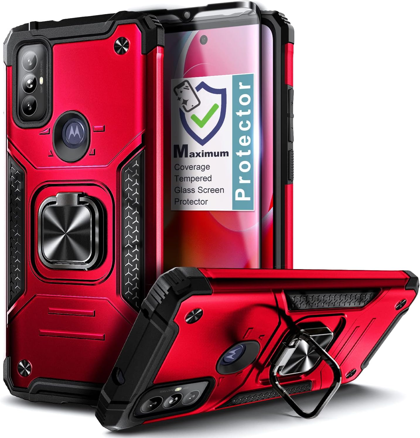 NZND Funda para Motorola Moto G Power 2022 con protector de pantalla de vidrio templado (cobertura máxima), protección de cuerpo completo grado