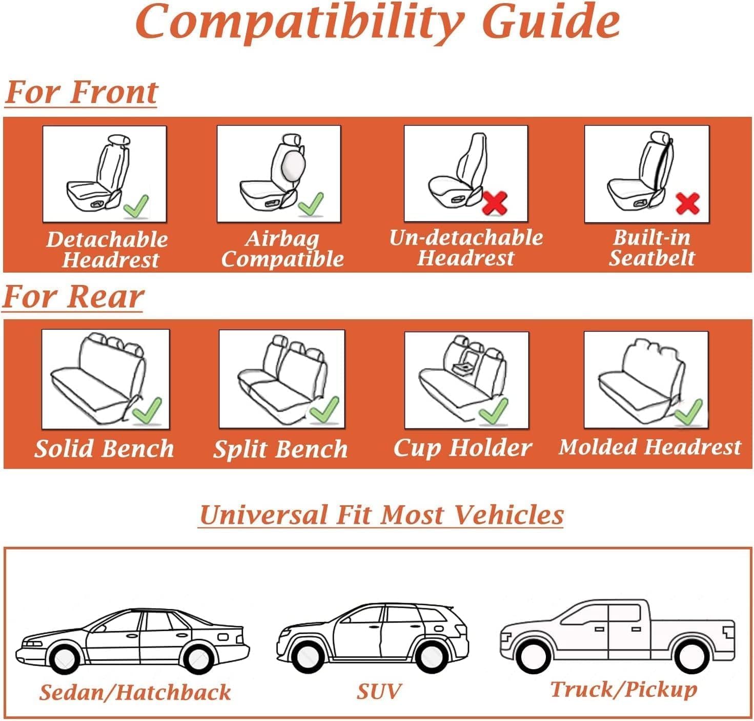 Coverado Fundas de asiento, fundas de asiento de automóvil, fundas de asiento delantero, fundas de asiento de automóvil, fundas impermeables para